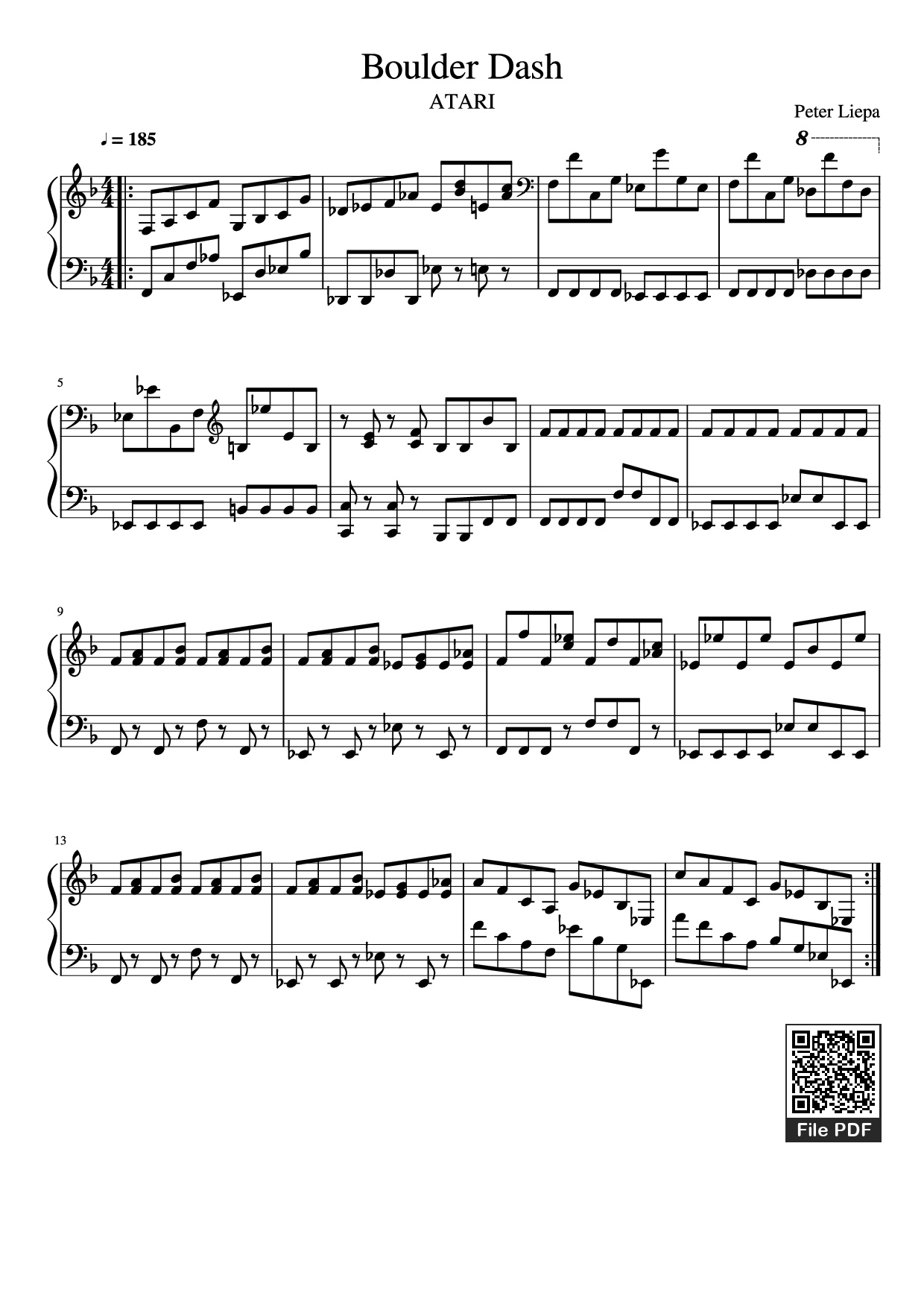Sheet PDF of Boulder Dash Piano