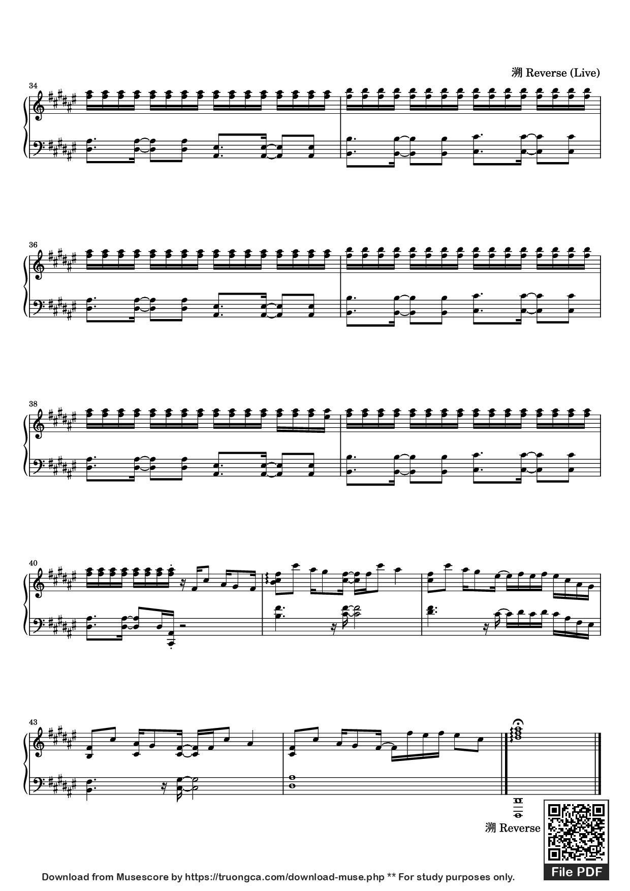 Page 3 of Sheet music PDF Piano 溯 Reverse (Live) Piano - 词曲:CORSAK