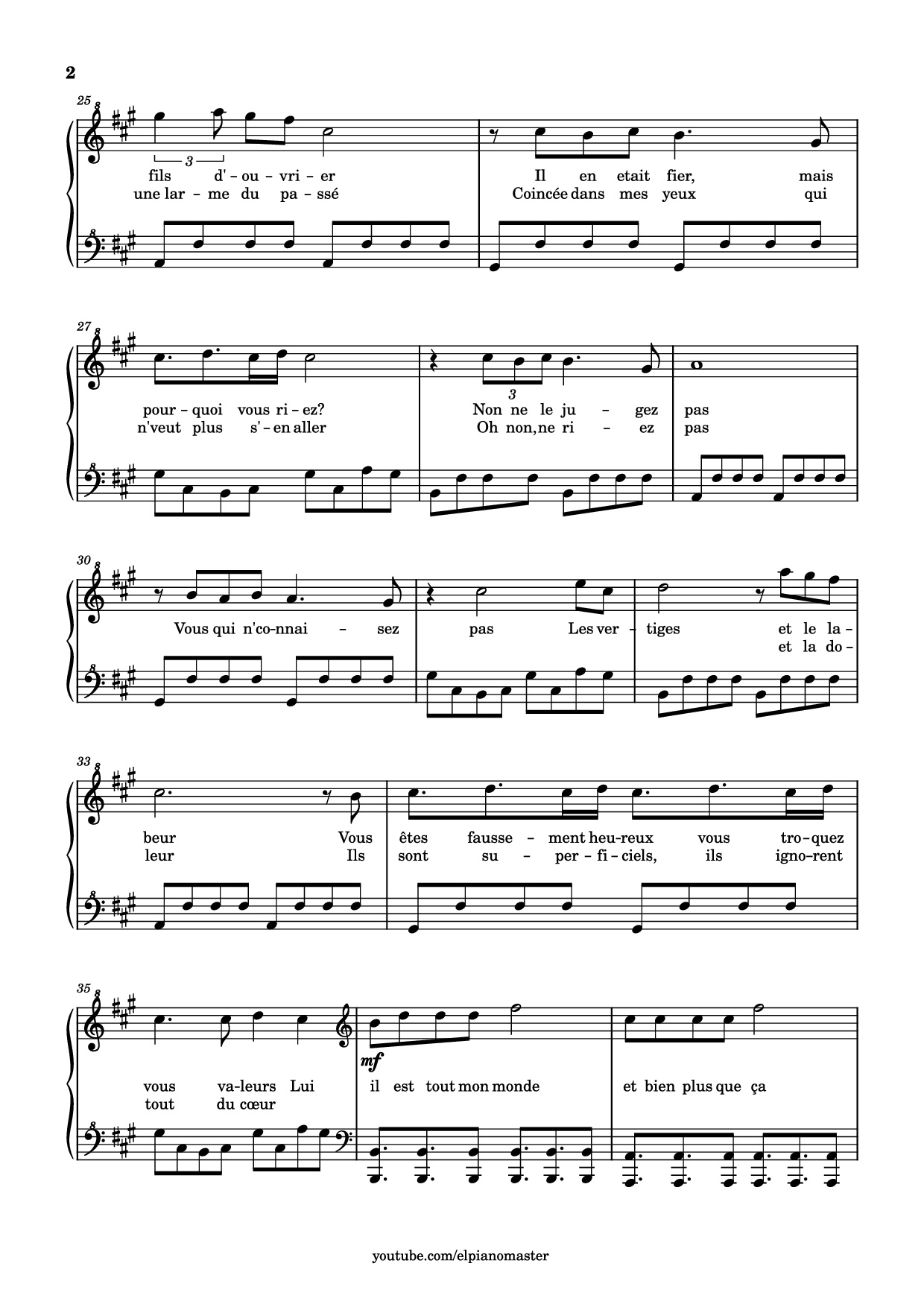 Page 2 of Sheet music PDF Piano Tourner dans le vide Piano - Trancribed by El Piano Master