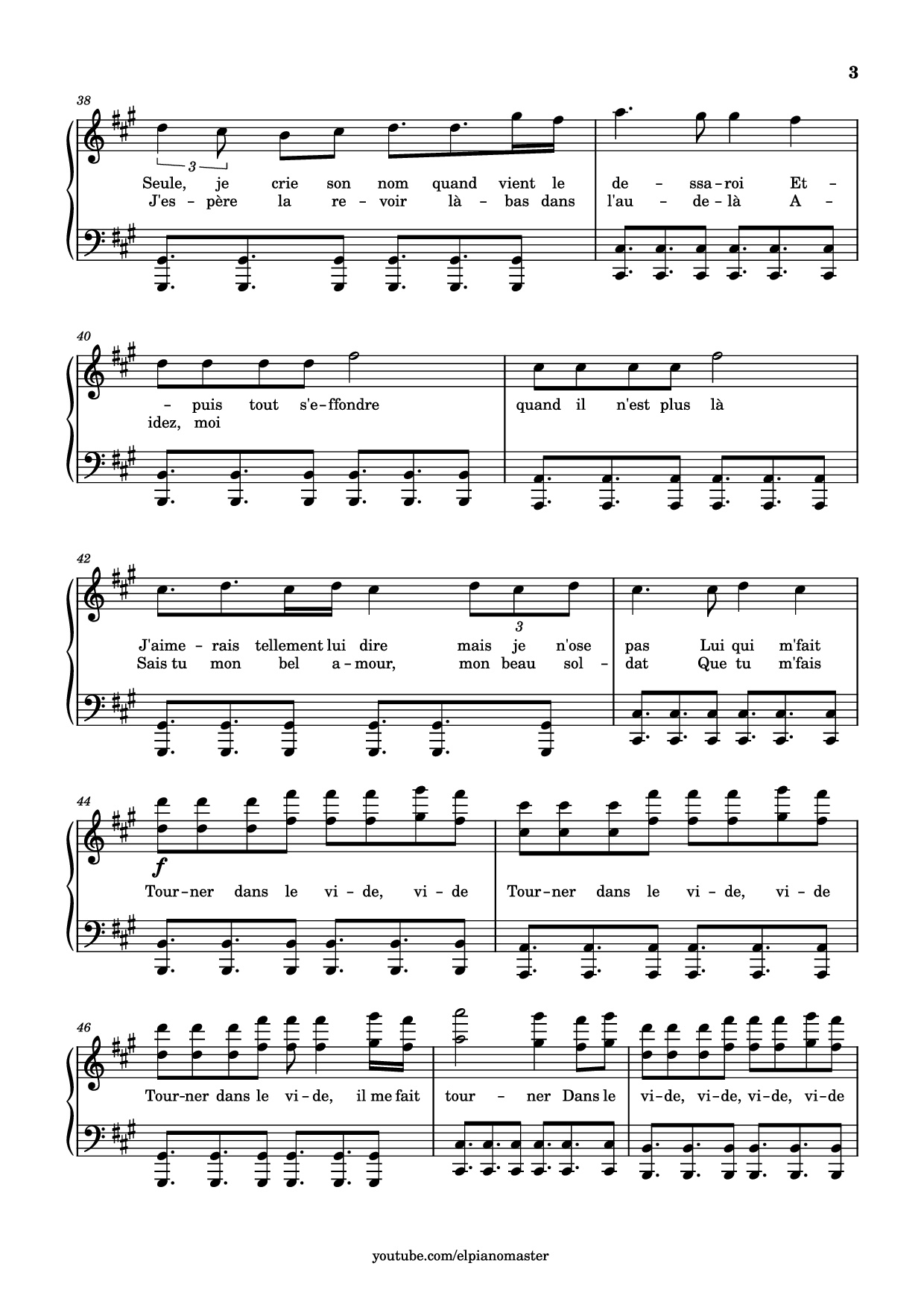 Page 3 of Sheet music PDF Piano Tourner dans le vide Piano - Trancribed by El Piano Master