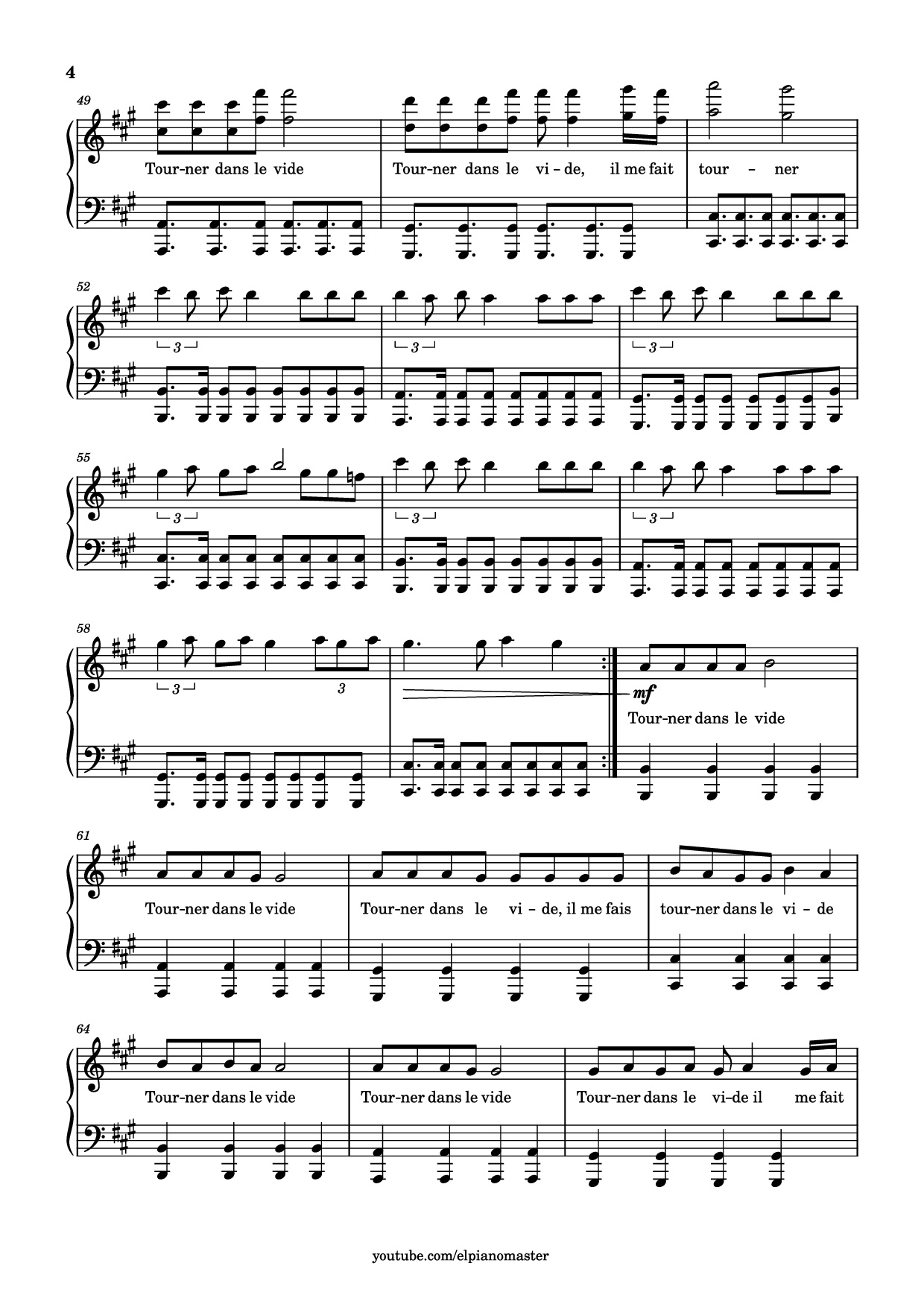 Page 4 of Sheet music PDF Piano Tourner dans le vide Piano - Trancribed by El Piano Master
