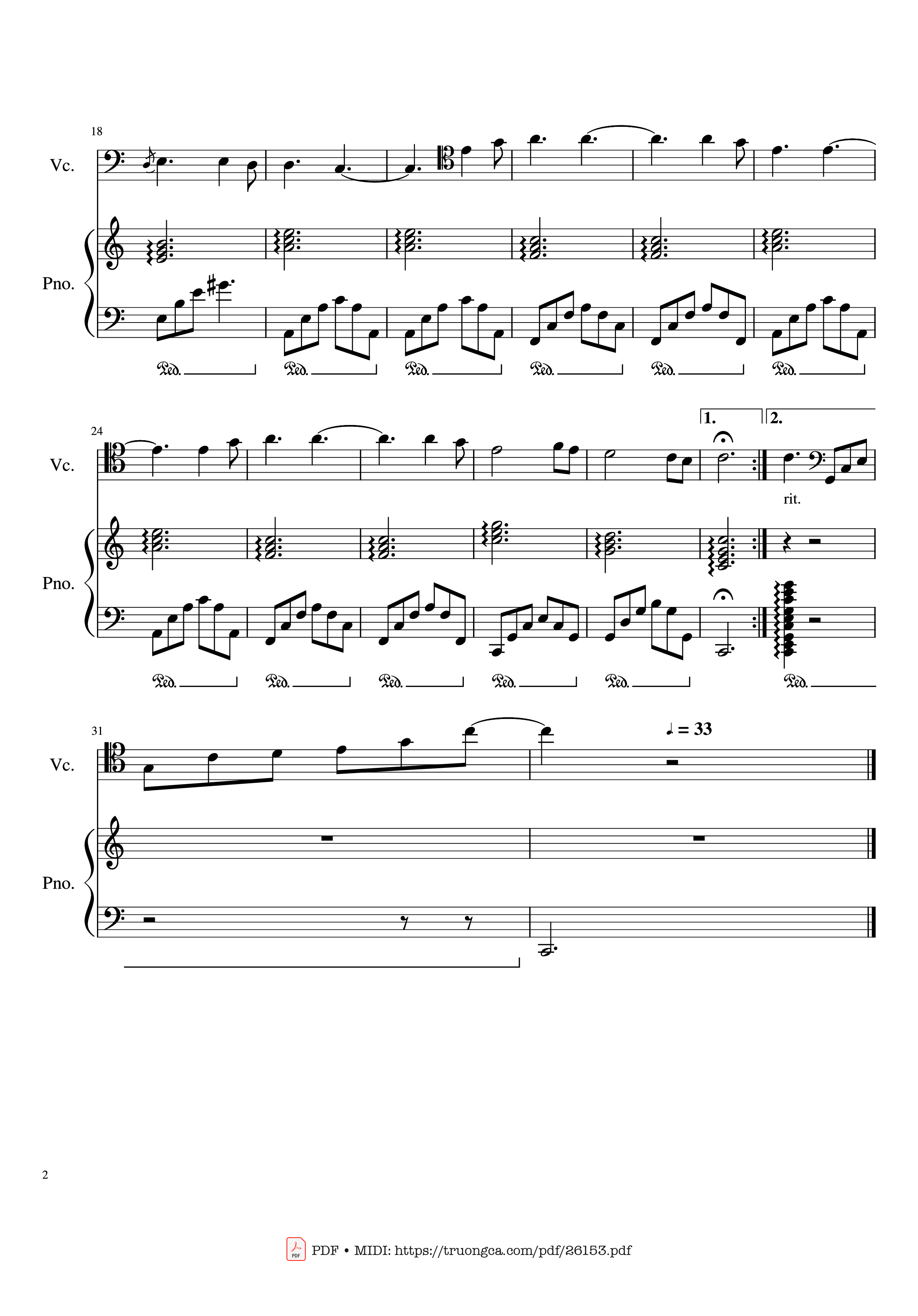 Page 2 of Sheet music PDF Piano Hallelujah for Piano & Cello - Composed by L. Cohen