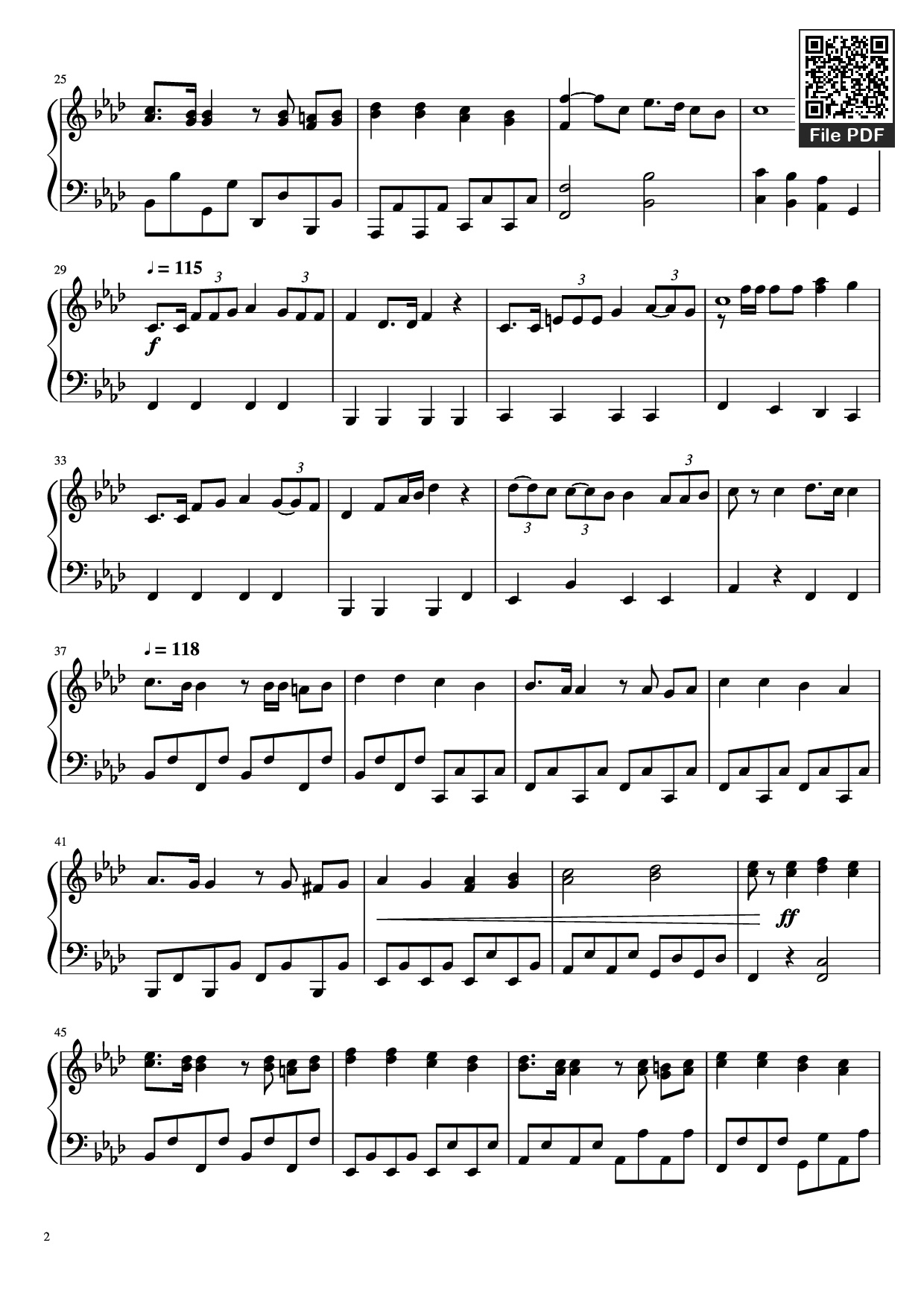 Page 2 of Sheet music PDF Piano My Army Piano - Arr. by Felix Zander