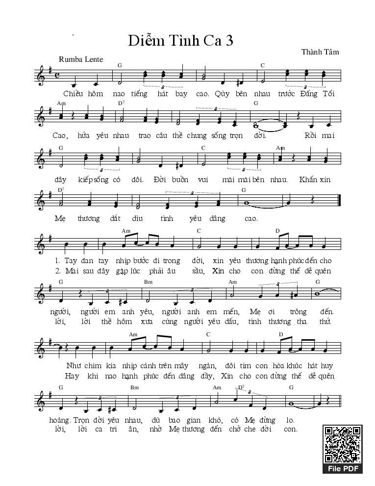 Sheet PDF of Diễm tình ca 3