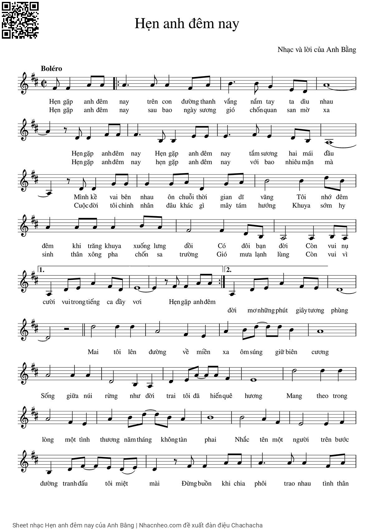 Sheet PDF of Hẹn anh đêm nay