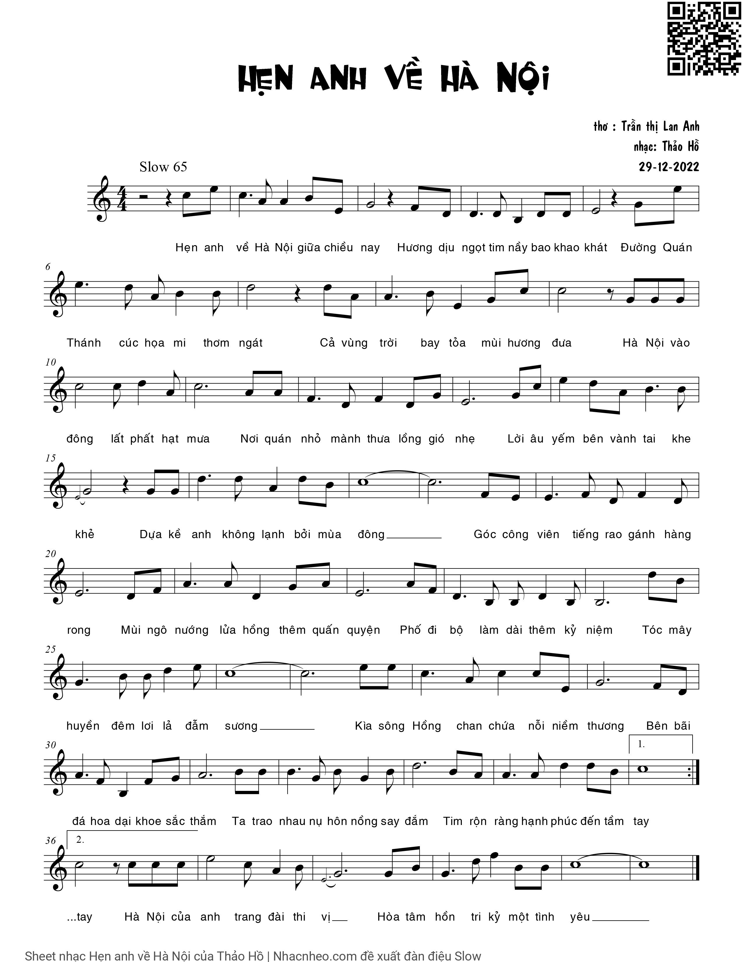 Sheet PDF of Hẹn anh về Hà Nội