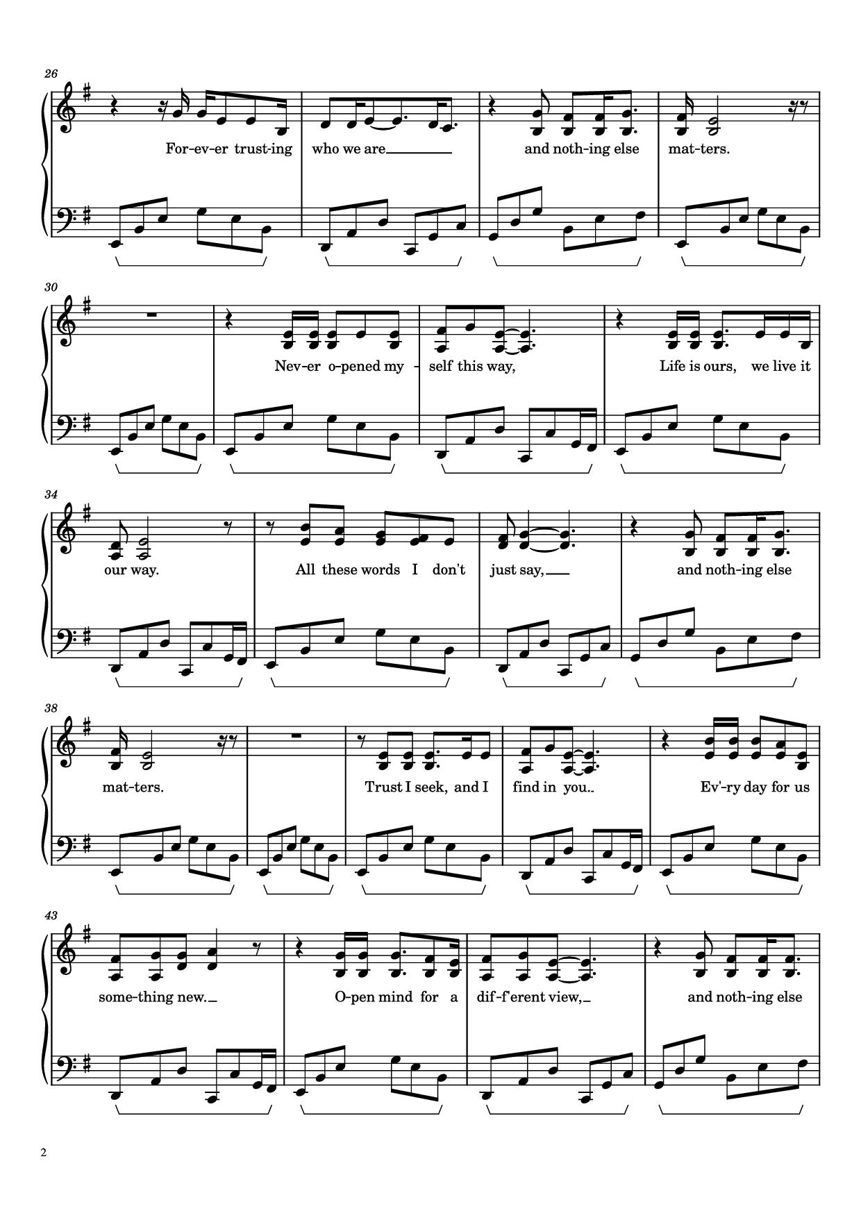 Page 2 of Sheet music PDF Piano Nothing Else Matters Piano - Metallica