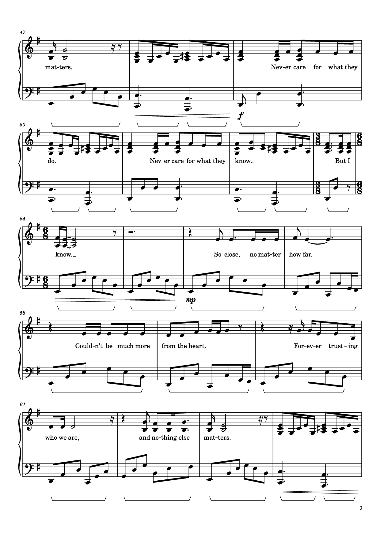 Page 3 of Sheet music PDF Piano Nothing Else Matters Piano - Metallica