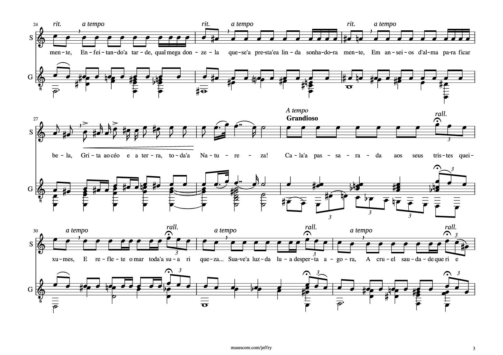 Page 3 of Sheet music PDF Guitar Tab Bachianas Brasileiras №5 Guitar TAB - Heitor Villa-Lobos