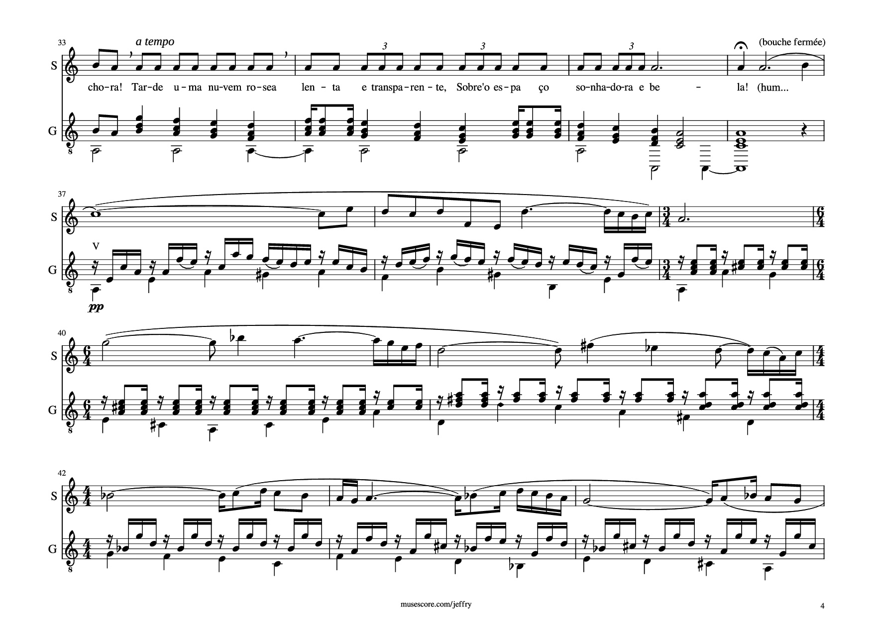 Page 4 of Sheet music PDF Guitar Tab Bachianas Brasileiras №5 Guitar TAB - Heitor Villa-Lobos