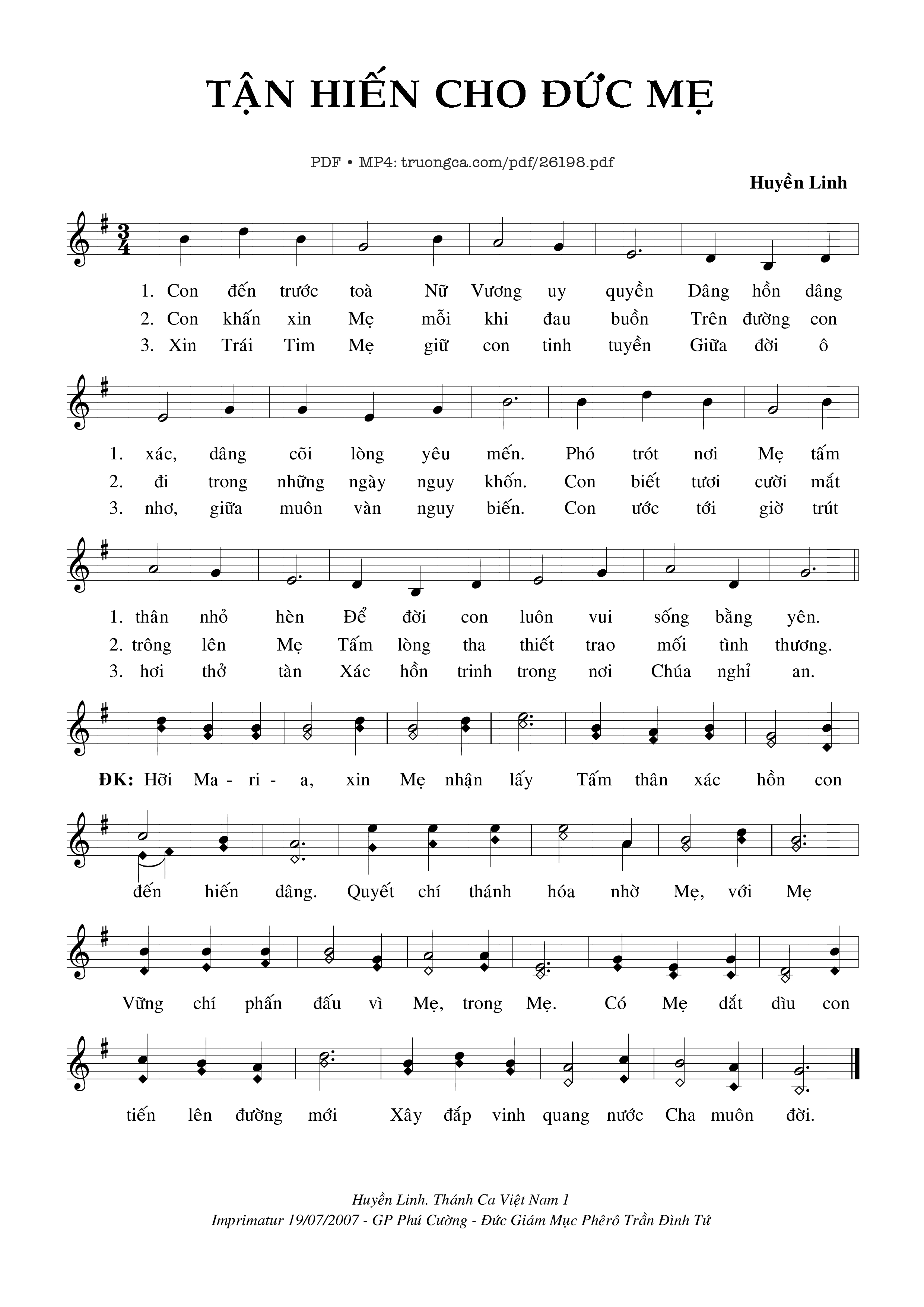 Sheet PDF of Tận Hiến Cho Đức Mẹ