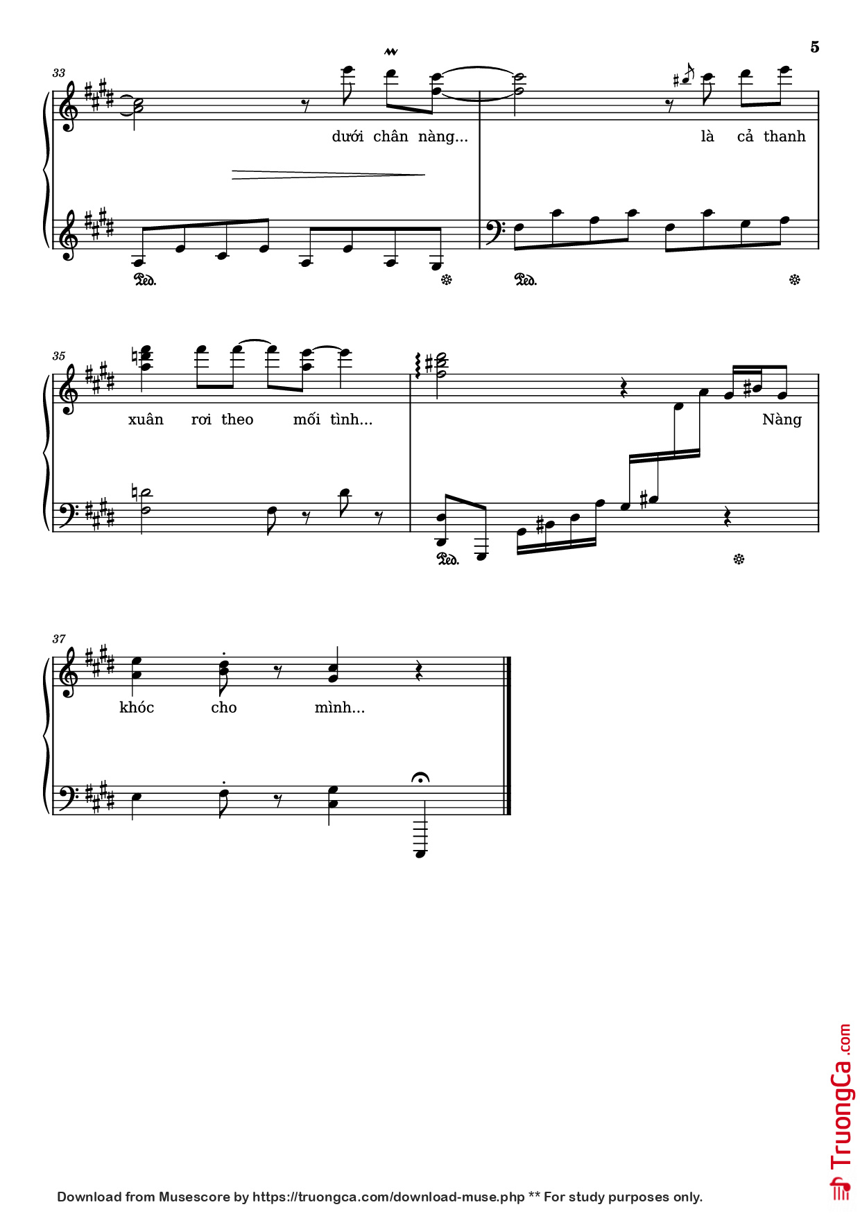 Page 5 of Sheet music PDF Piano Cánh hồng phai Piano - Dương Khắc Linh