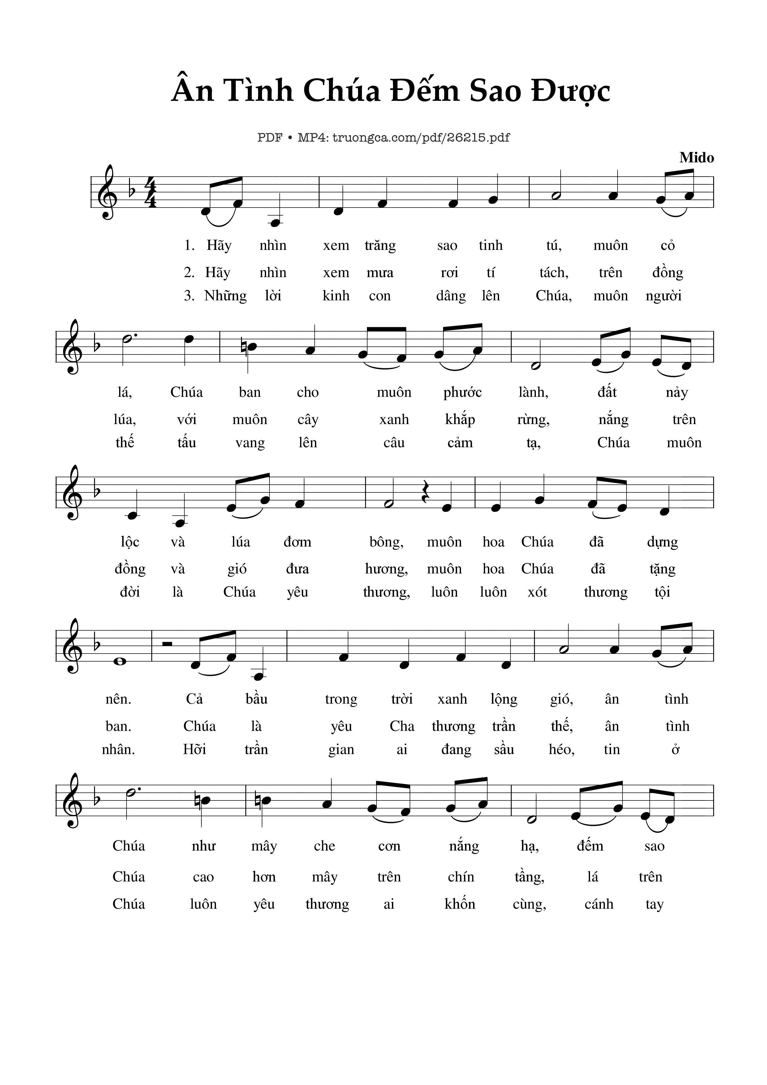 Page 1 of Sheet music PDF Ân Tình Chúa Đếm Sao Được -  Mido