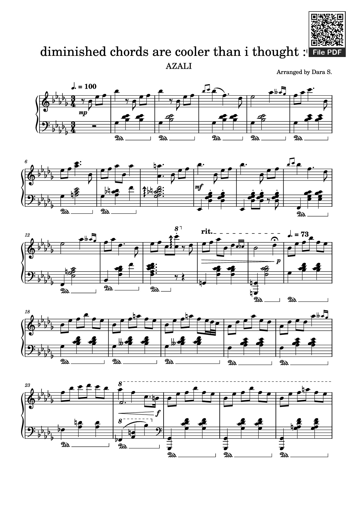 Page 1 of Sheet music PDF Piano diminished chords are cooler than i thought :O Piano - Arranged by Dara S