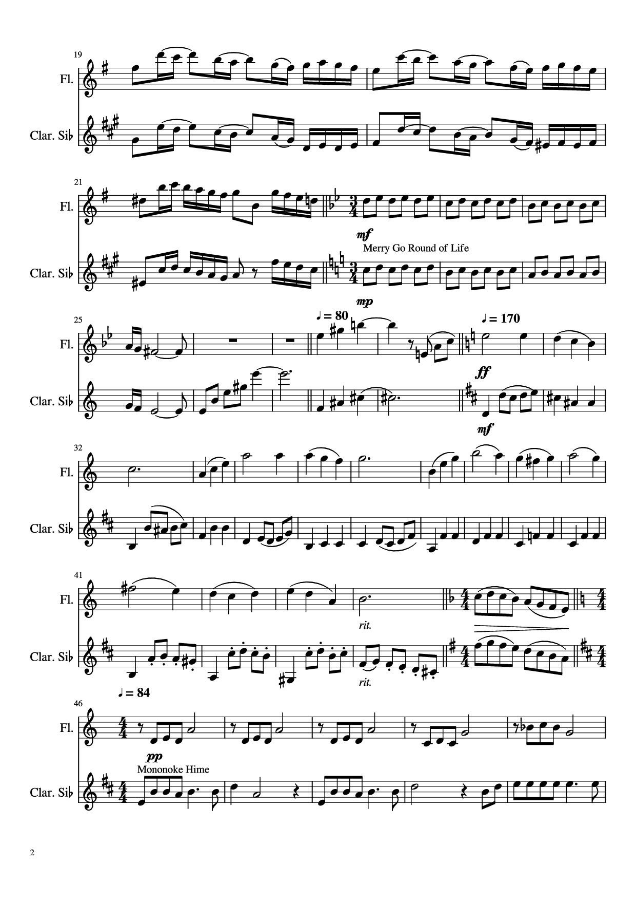 Page 2 of Sheet music PDF Studio Ghibli Duet - Joe Hisaishi