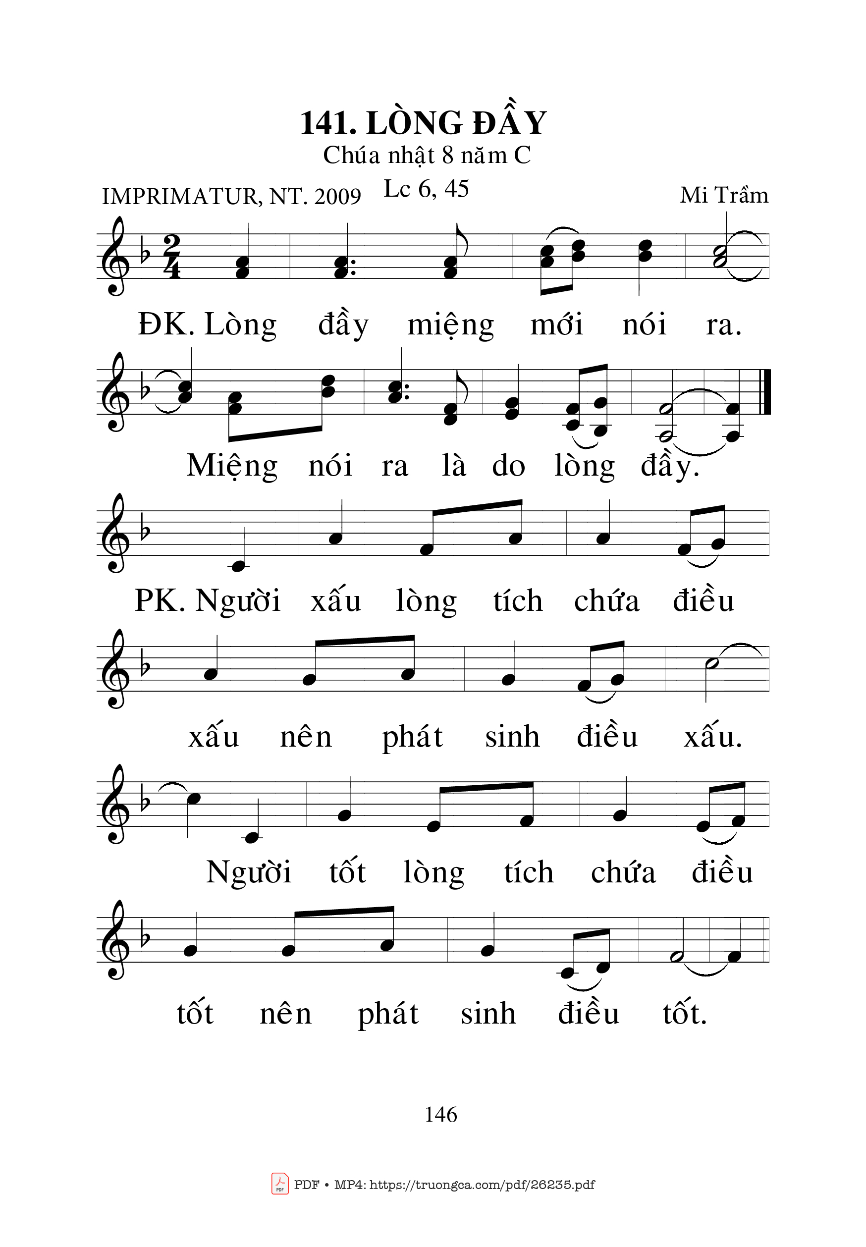 Sheet PDF of Lòng Đầy - Mi Trầm