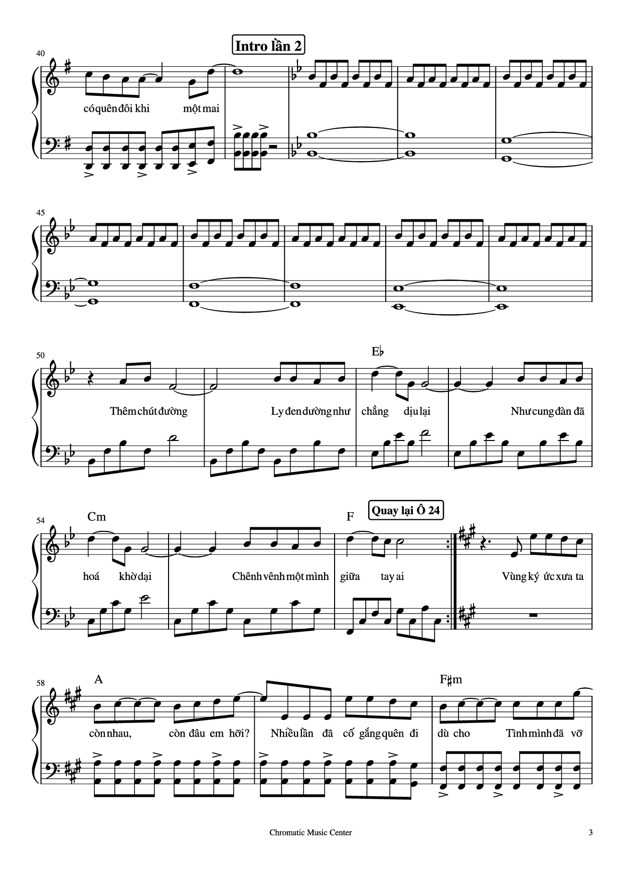 Page 3 of Sheet music PDF Piano Vùng Ký Ức Piano - Chillies