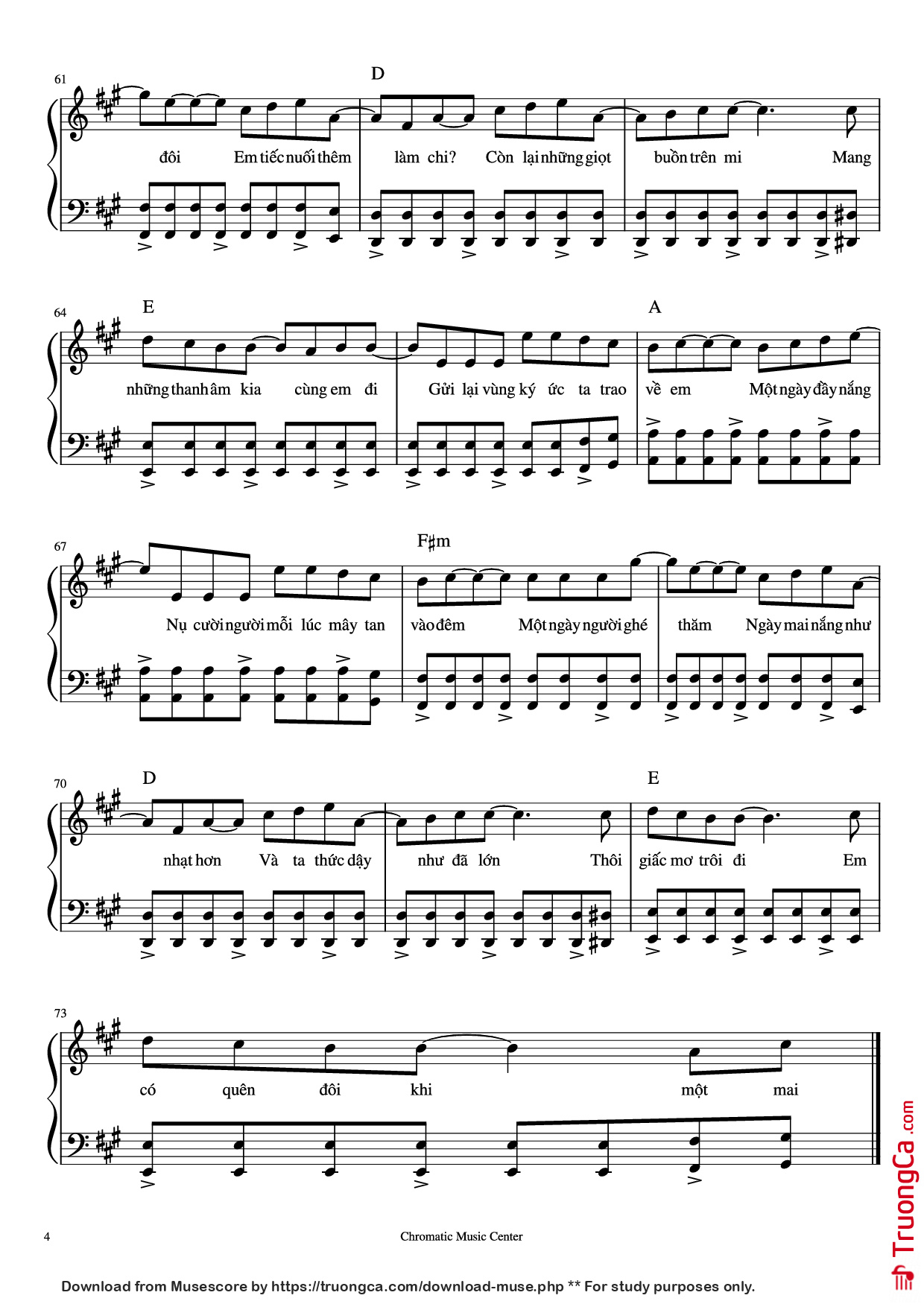 Page 4 of Sheet music PDF Piano Vùng Ký Ức Piano - Chillies