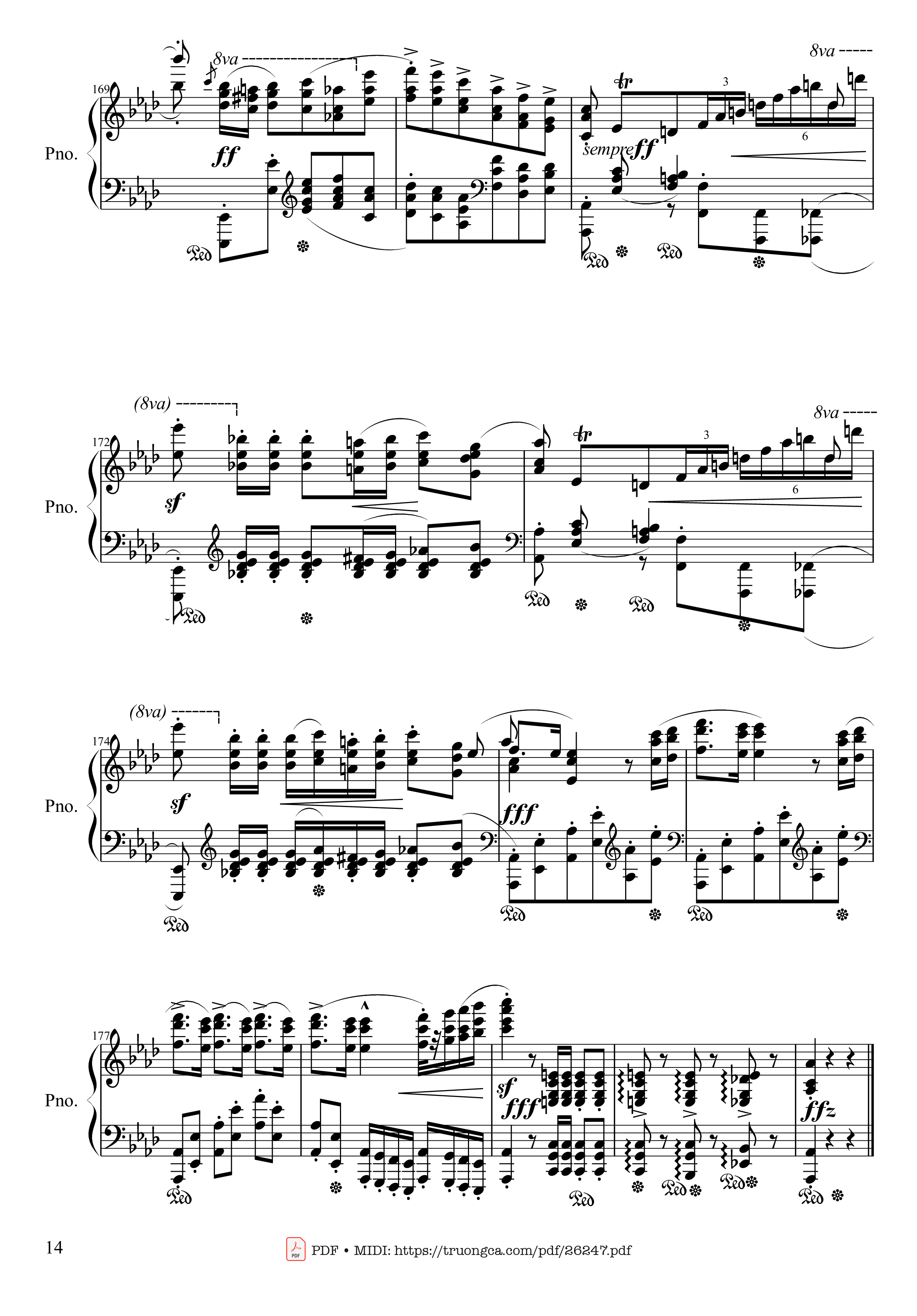 Page 14 of Sheet music PDF Piano Polonaise Heroic in A-flat Major, Op. 53 - Frédéric Chopin