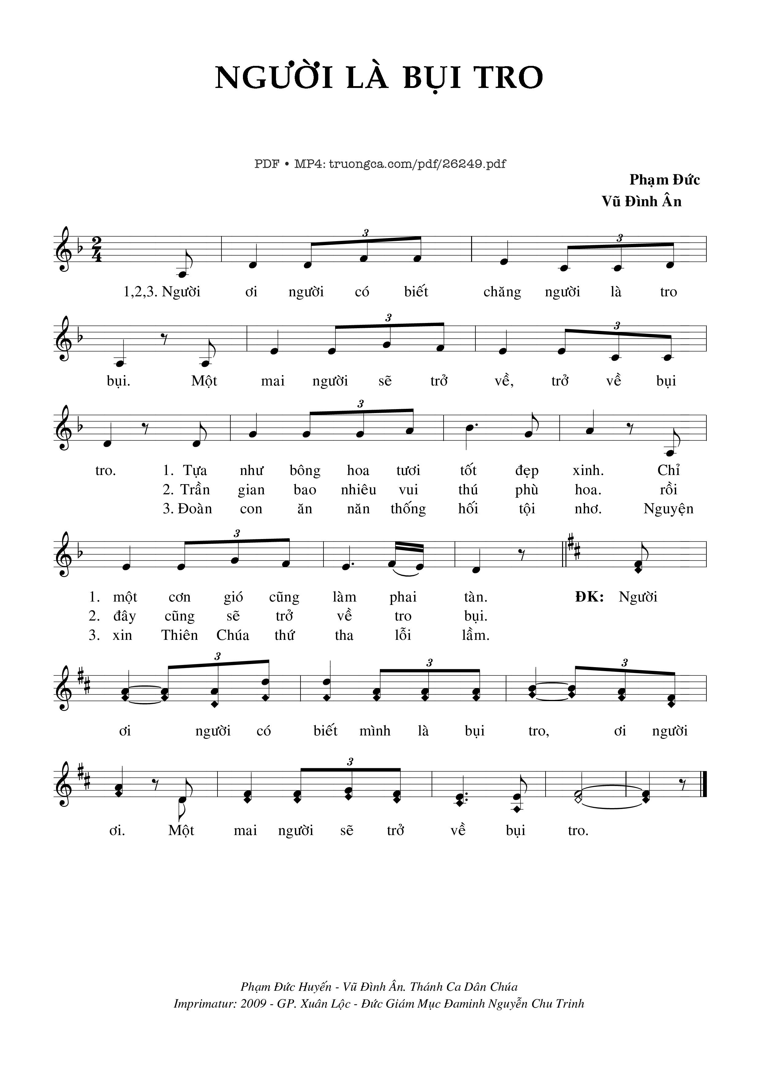 Sheet PDF of Người Là Bụi Tro