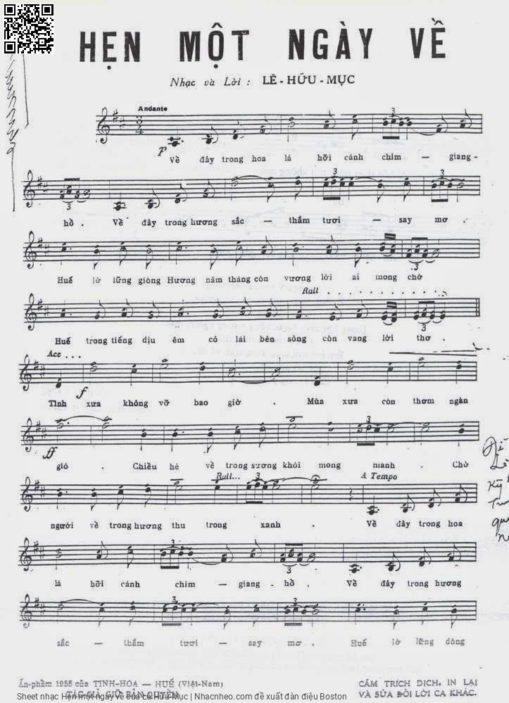 Page 2 of Sheet music PDF Hẹn một ngày về - Lê Hữu Mục