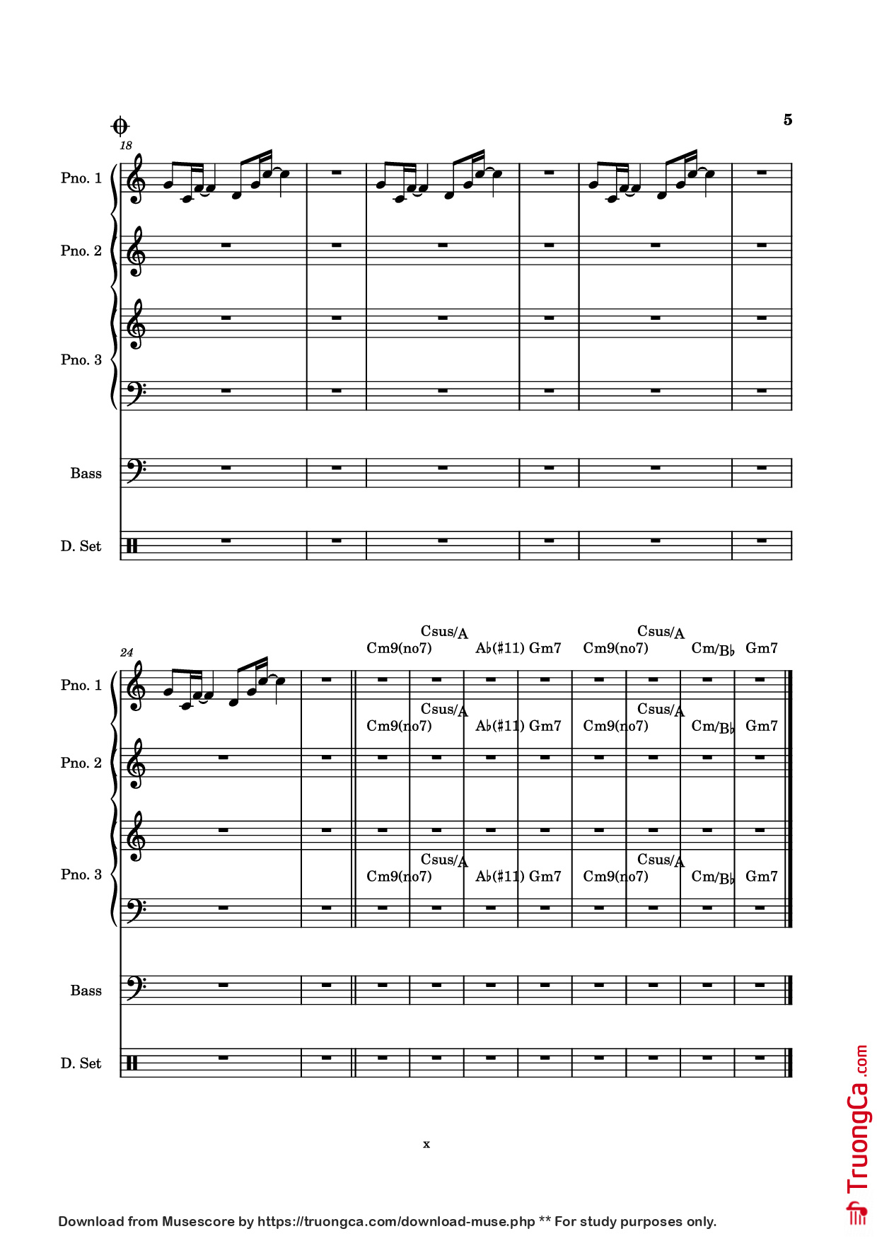 Page 5 of Sheet music PDF Piano Guitar Tab Everybody Loves the Sunshine Piano - Arr. Mohsam