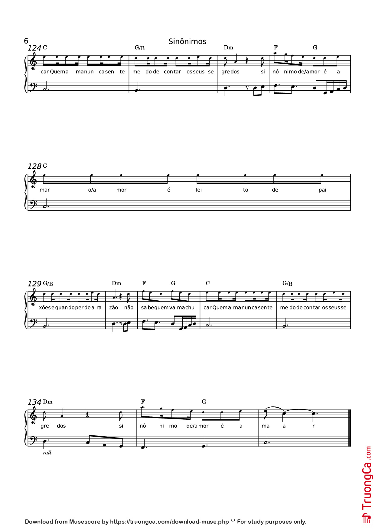 Page 6 of Sheet music PDF Piano Sinônimos Piano - 