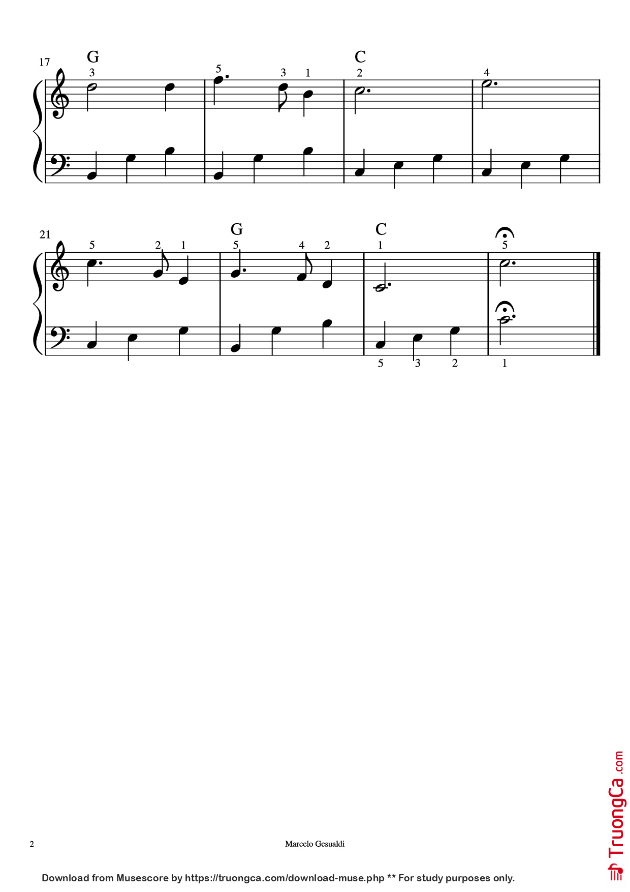 Page 2 of Sheet music PDF Piano Noite Feliz Piano - Franz Gruber