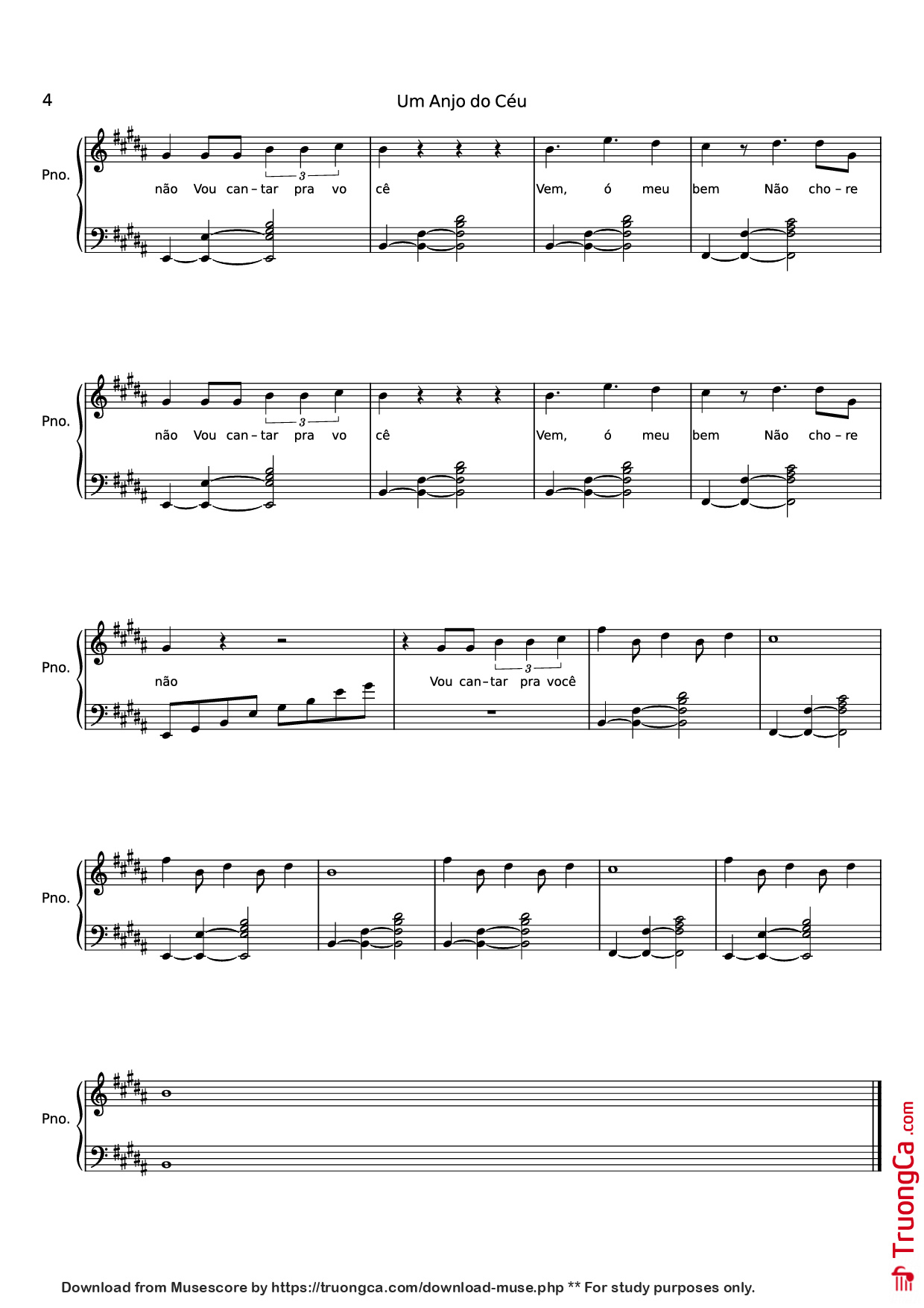 Page 4 of Sheet music PDF Piano Um Anjo do Céu Piano - Maskavo