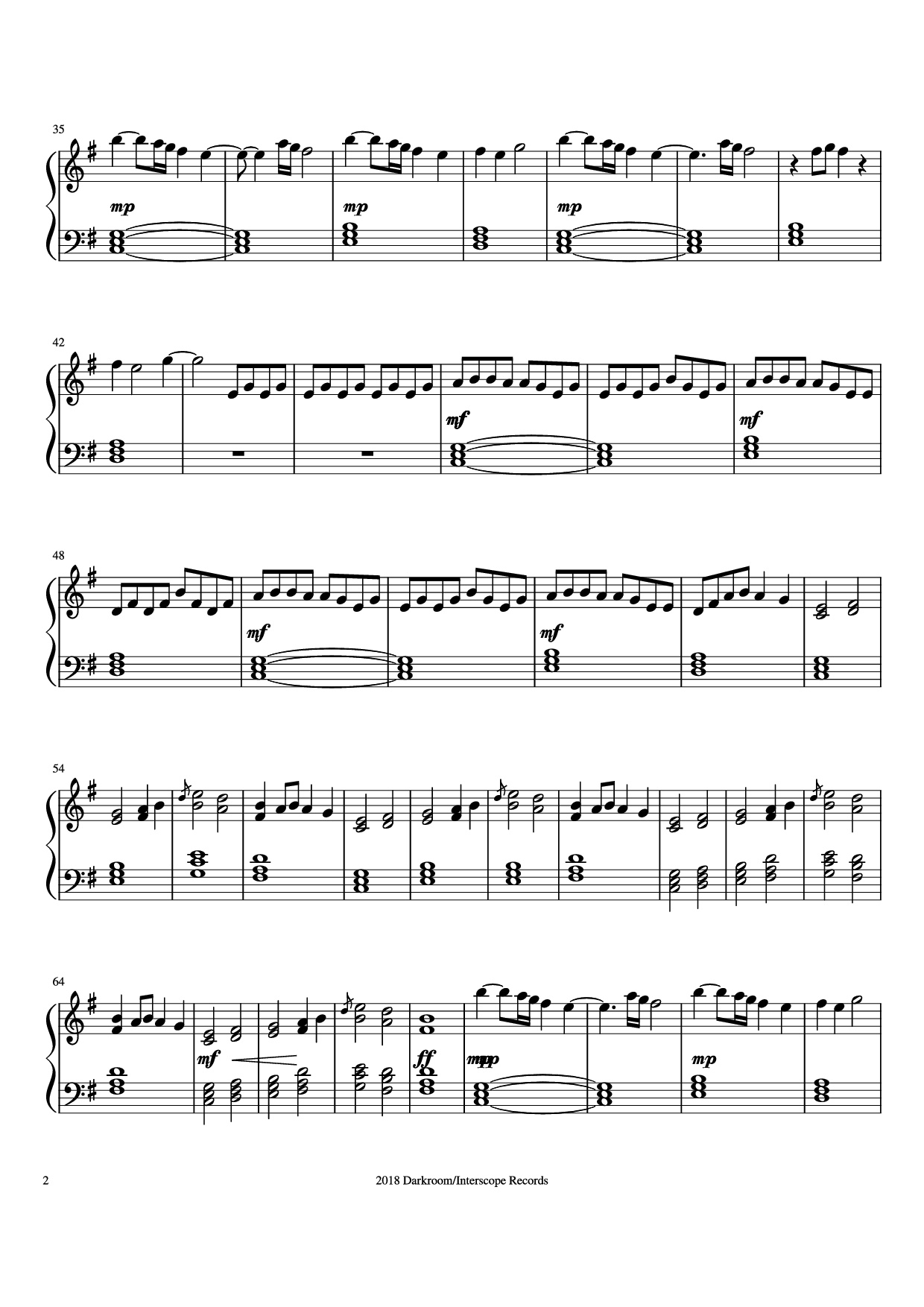 Page 2 of Sheet music PDF Piano lovely Piano - Arranged by Sophie Joslin
