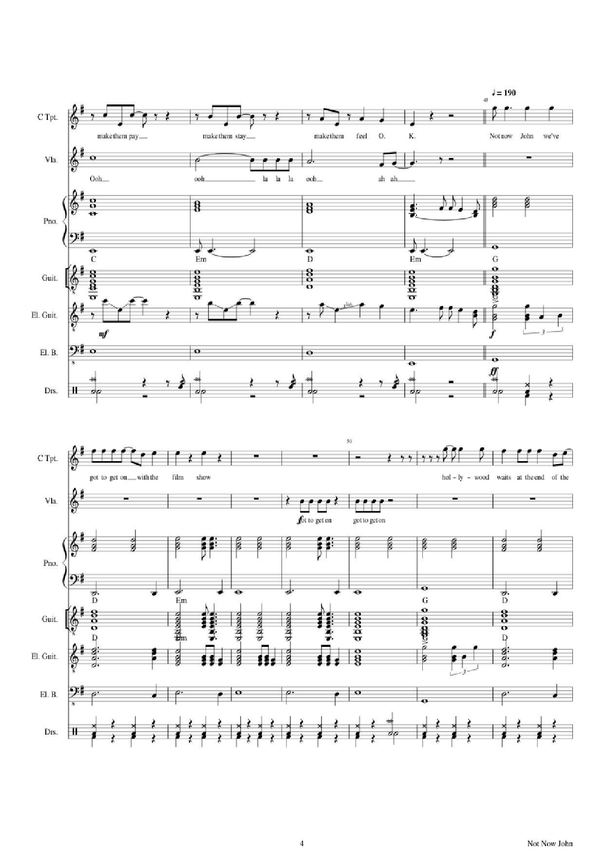 Page 4 of Sheet music PDF Piano Guitar Tab Not Now John Piano - Roger Waters