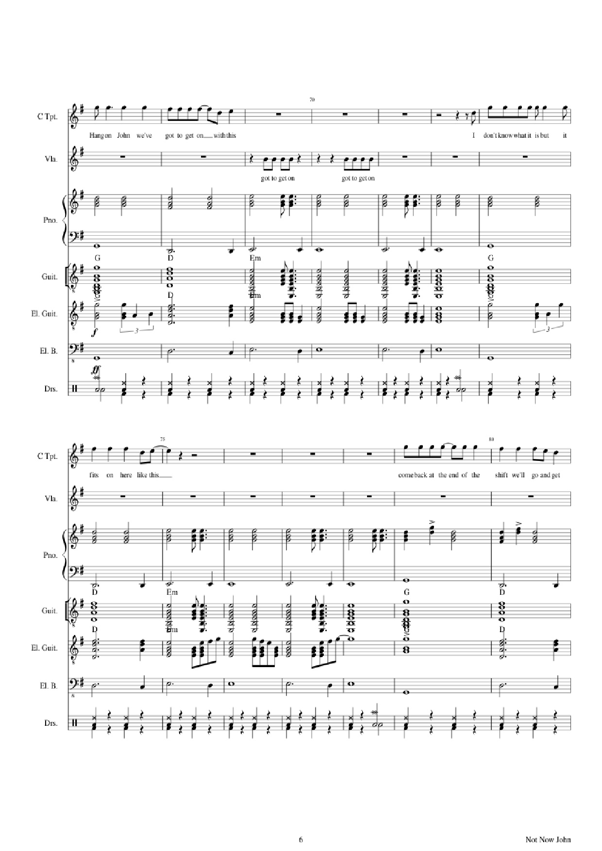 Page 6 of Sheet music PDF Piano Guitar Tab Not Now John Piano - Roger Waters