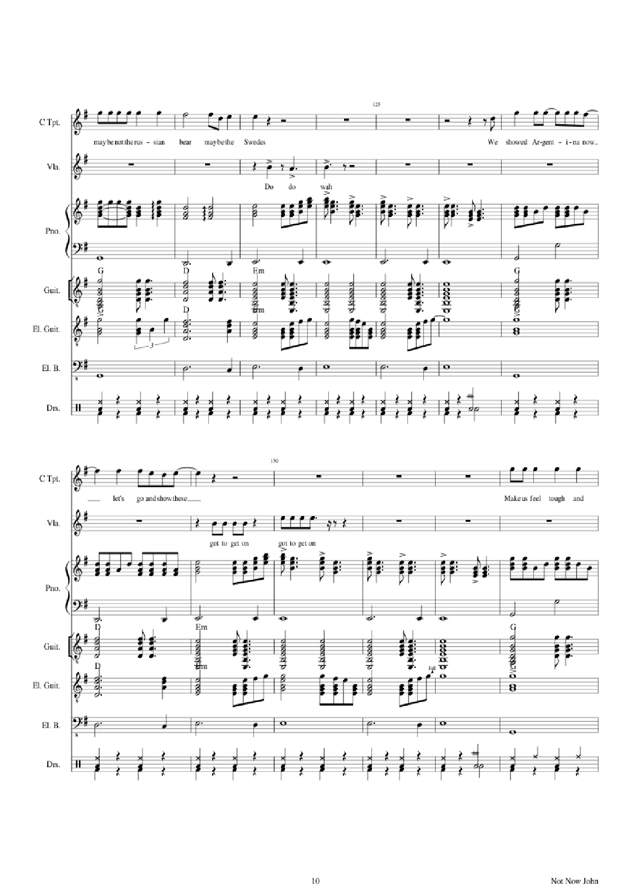 Page 10 of Sheet music PDF Piano Guitar Tab Not Now John Piano - Roger Waters