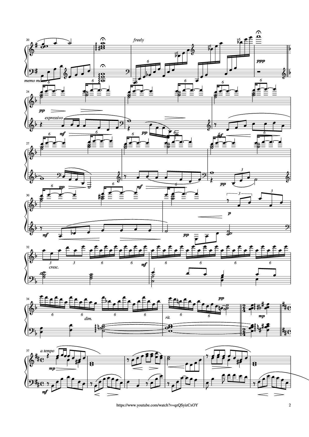 Page 2 of Sheet music PDF Piano Điễm Xưa Piano (Performed by Evan Le) - Trịnh Công Sơn