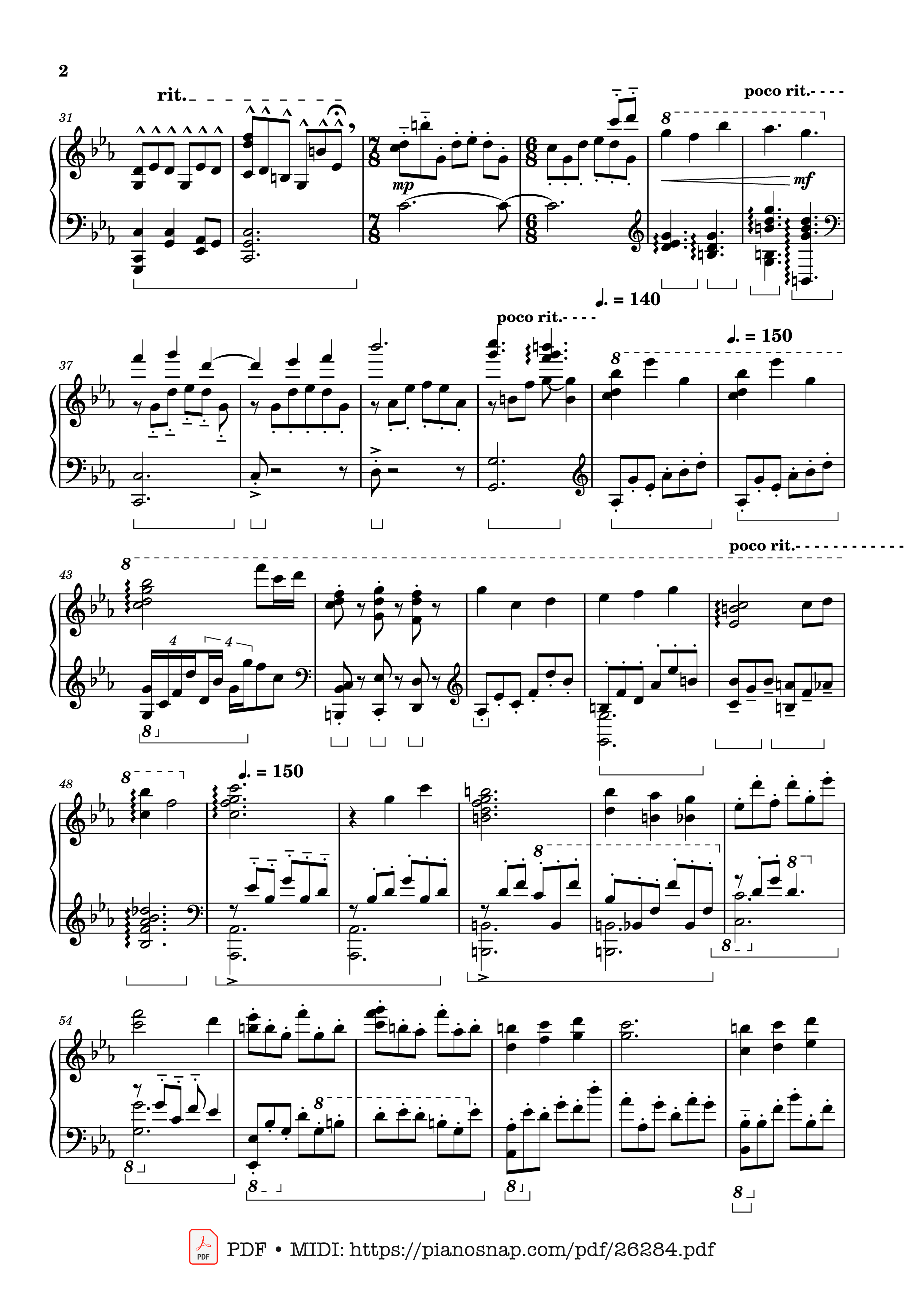 Page 2 of Sheet music PDF Show me the sky, show me how to live Piano - AZALI