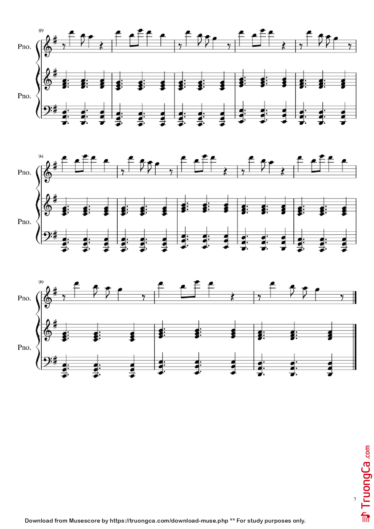Page 7 of Sheet music PDF Piano In the Name of Love Piano - Ole Berntsen