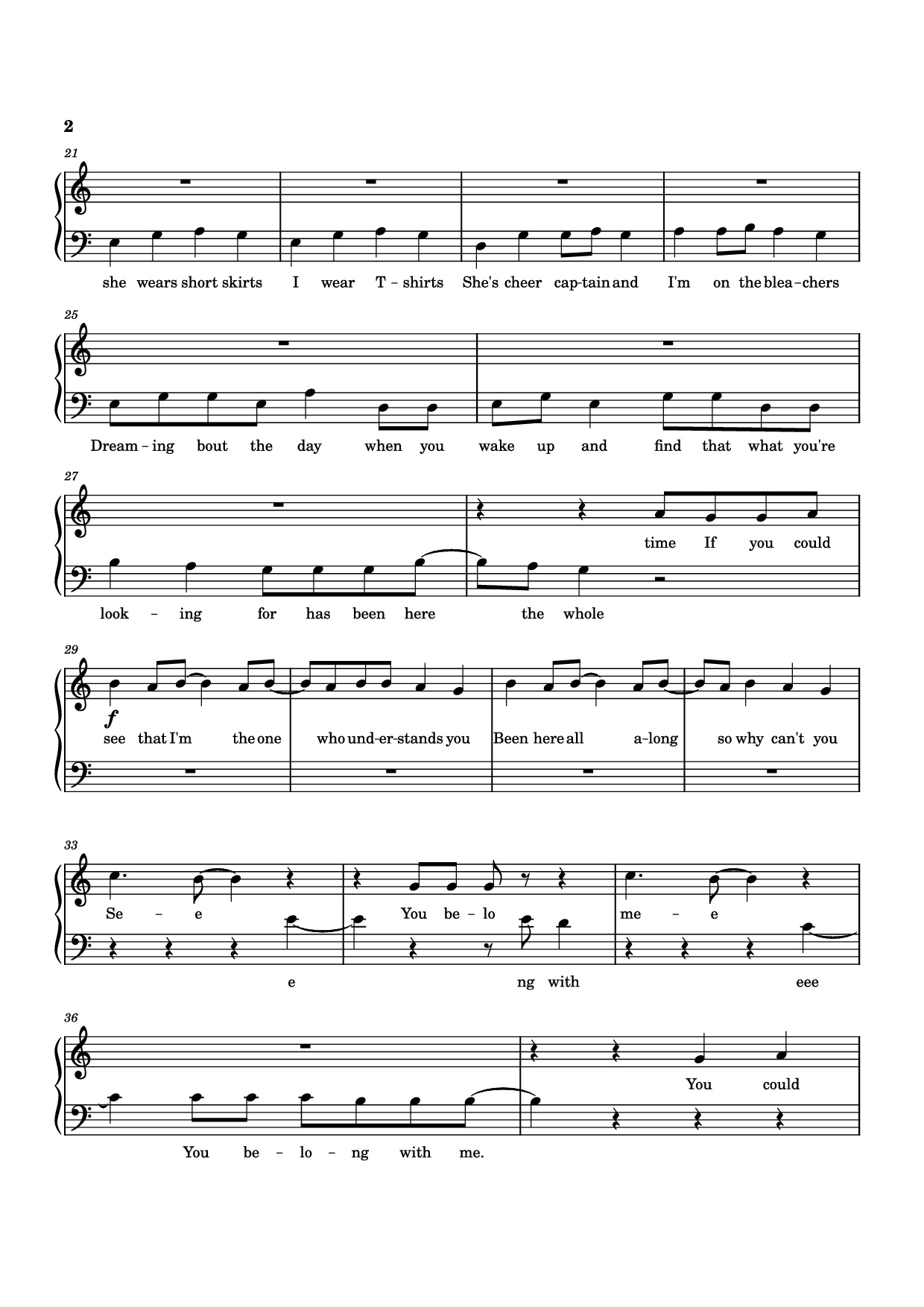 Page 2 of Sheet music PDF Piano You Belong With Me Piano - Arranged by @ericspianoschool