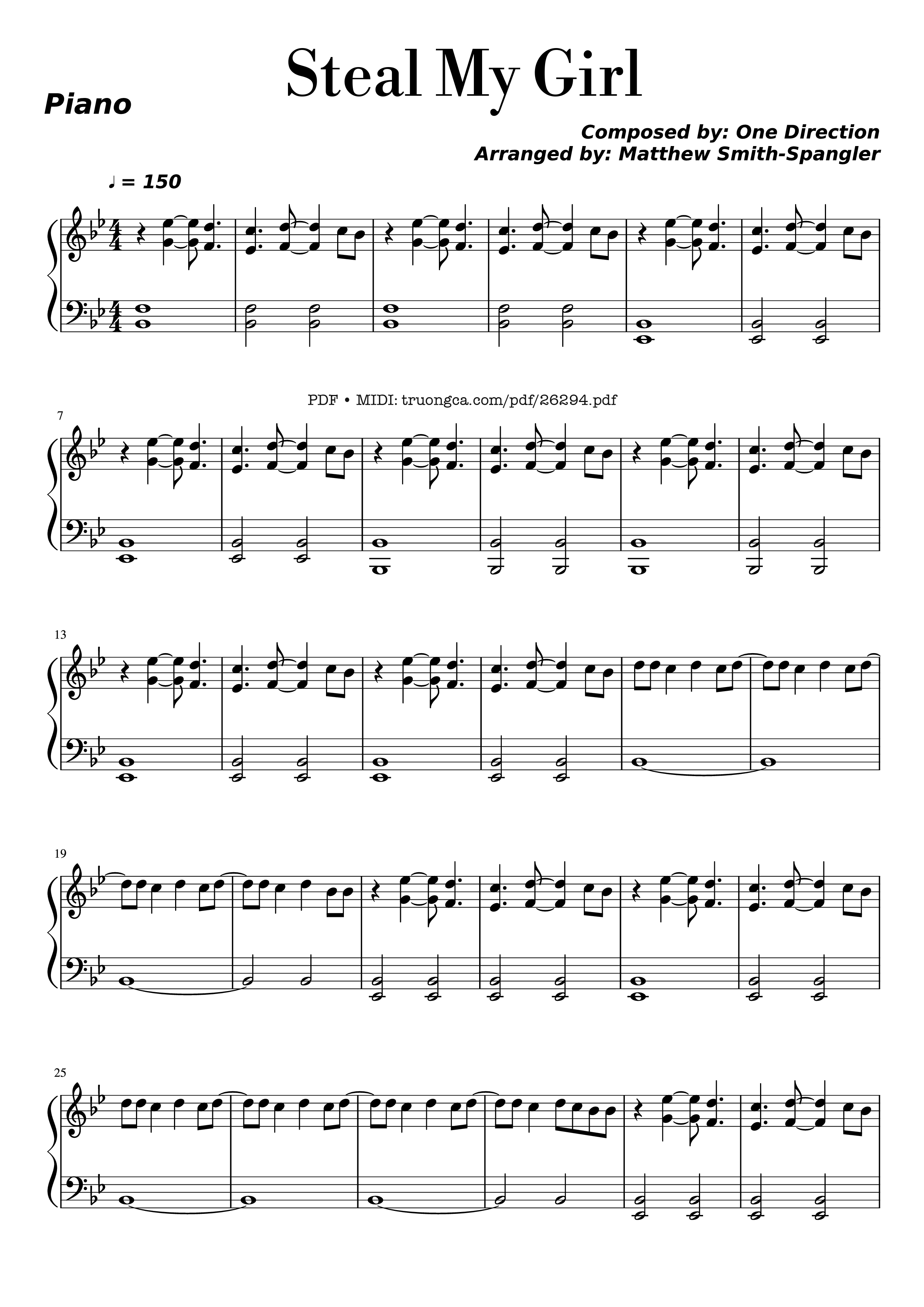 Sheet PDF of Steal My Girl Piano
