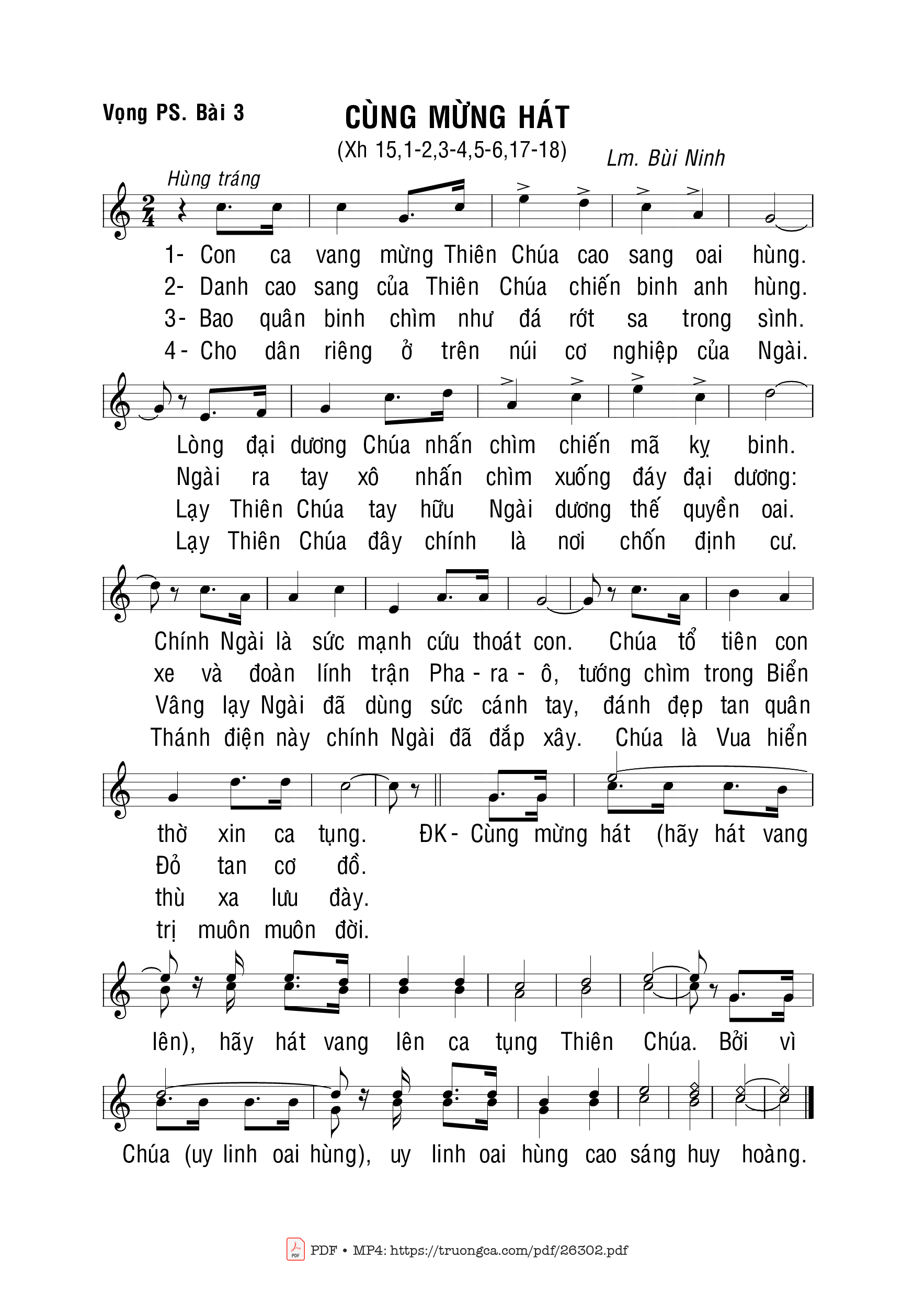 Sheet PDF of Cùng Mừng Hát (Xh. 15)