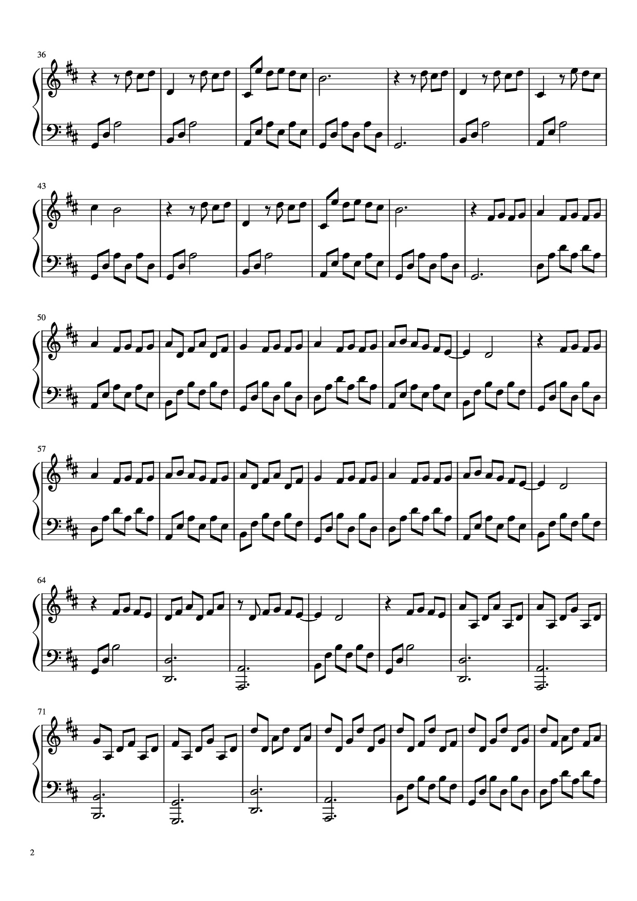 Page 2 of Sheet music PDF Piano I Giorni Piano - Undefined