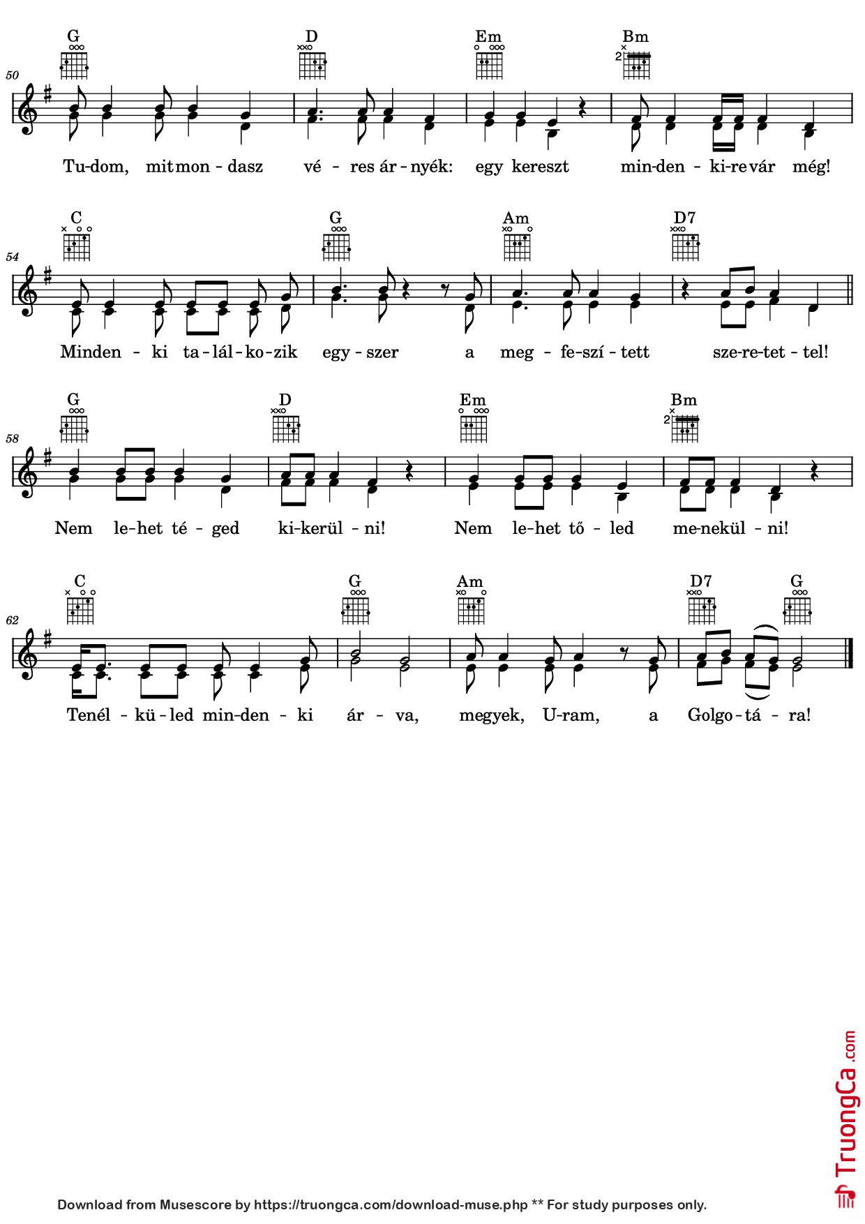 Page 3 of Sheet music PDF A kereszt Guitar TAB - Zene és szöveg: