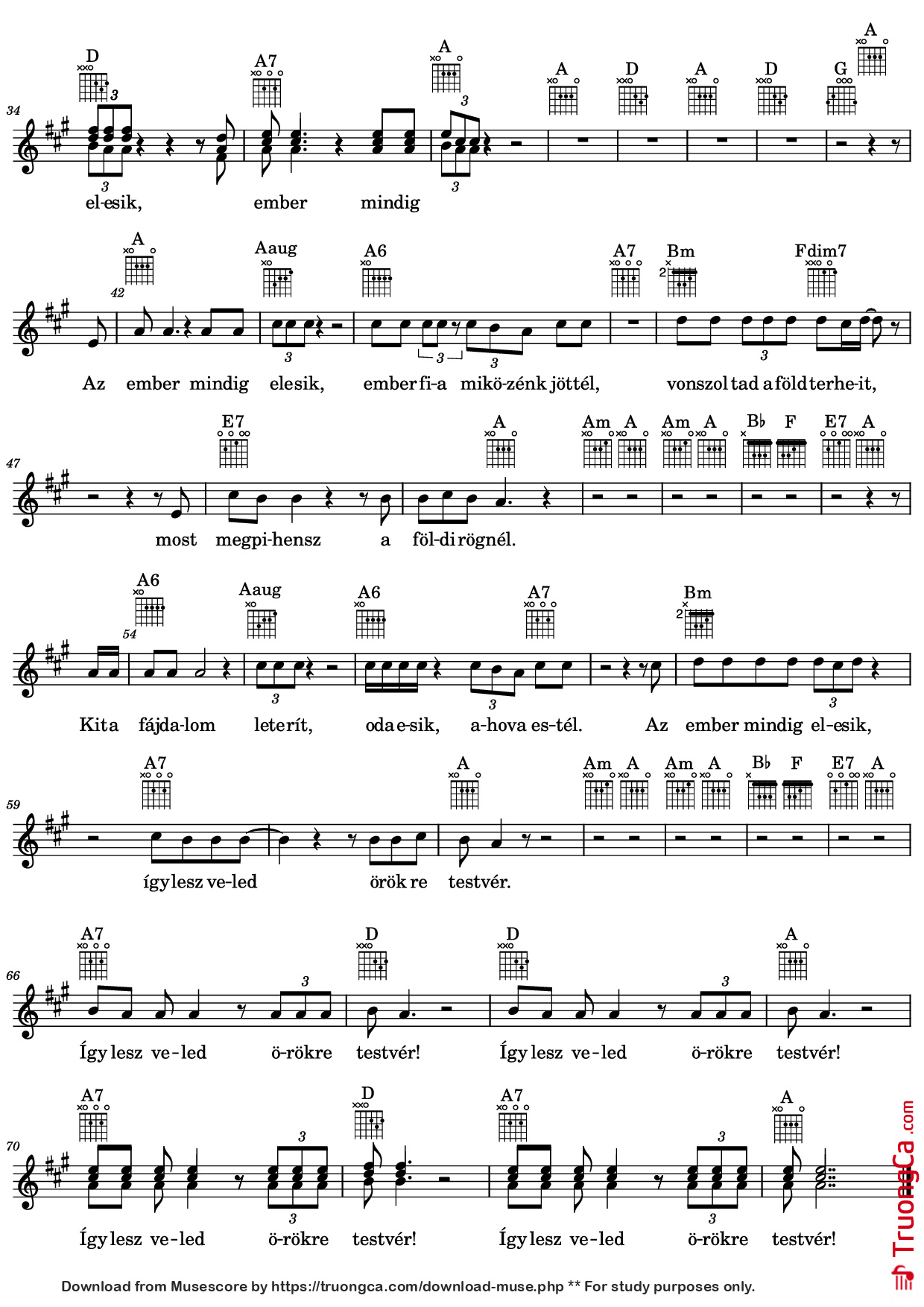 Page 2 of Sheet music PDF Megint elestél - Zene és szöveg: