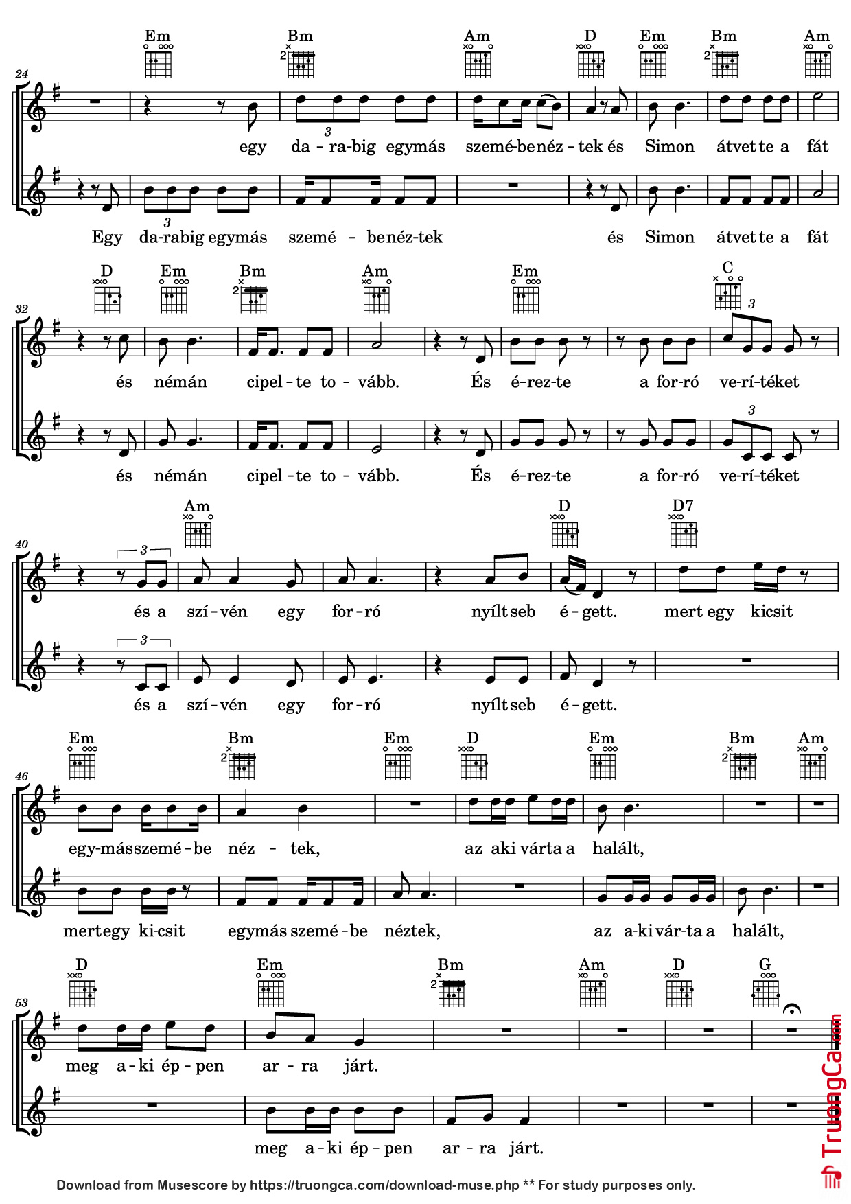 Page 2 of Sheet music PDF Simon - Zene és szöveg: