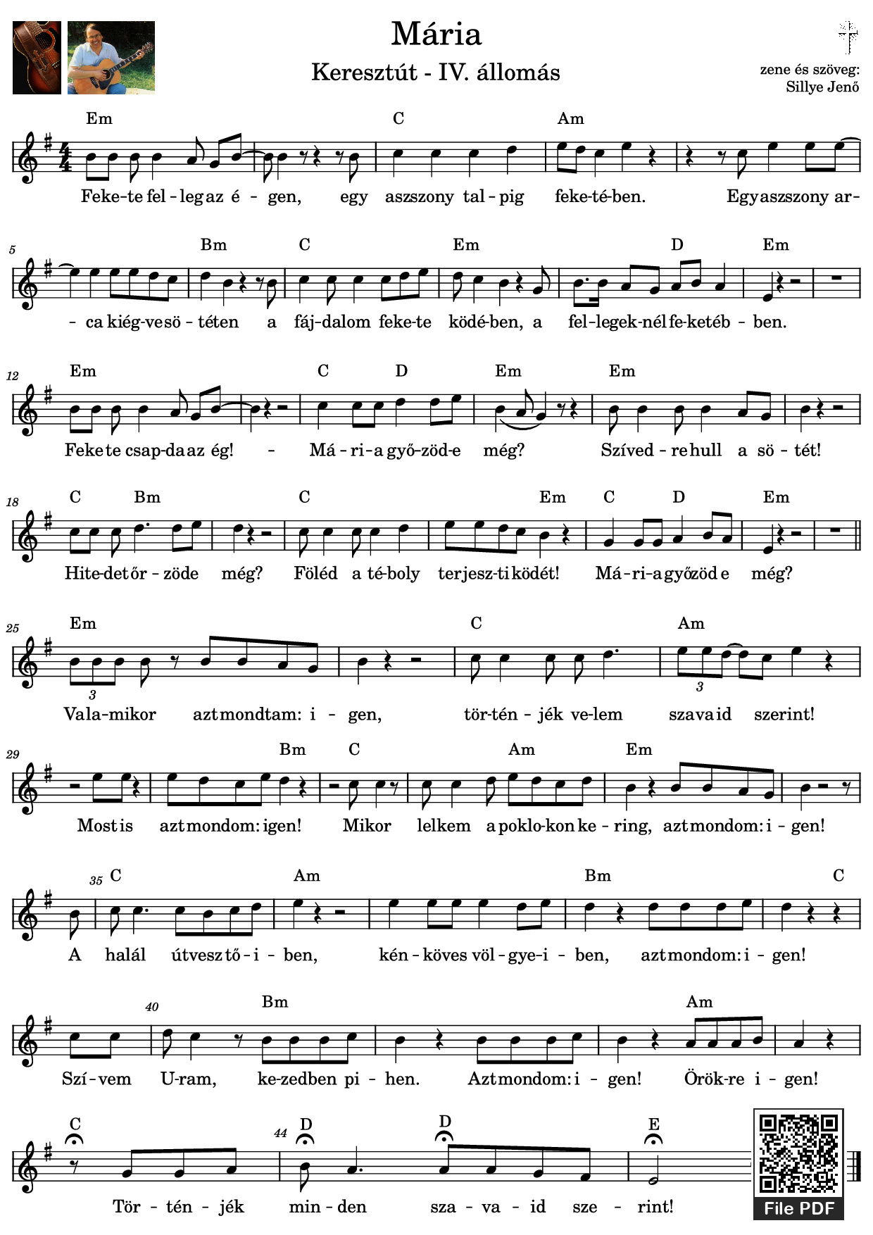 Mária Guitar TAB - Zene és Szöveg: