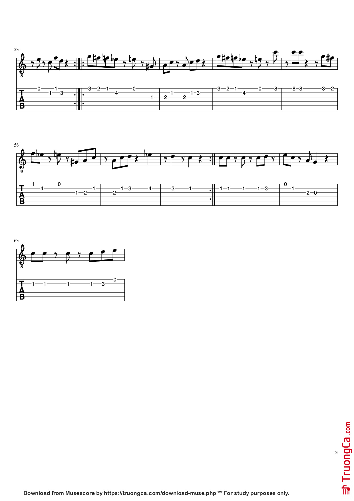 Page 3 of Sheet music PDF Guitar Tab Super Mario (Main Theme) Guitar TAB - Koji Kondo