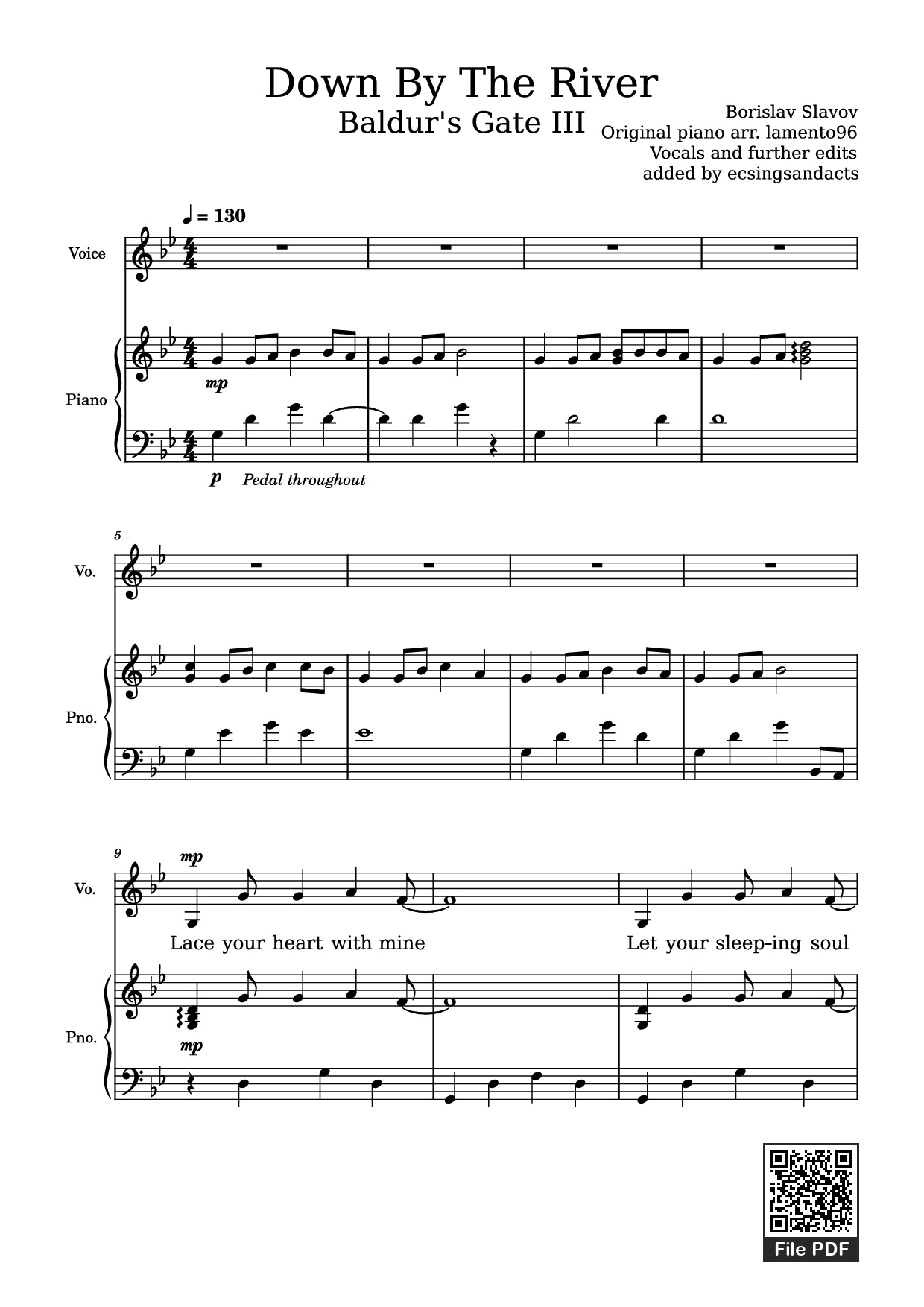 Sheet PDF of Down By The River Piano