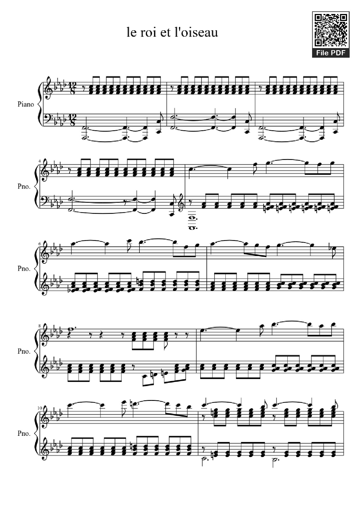 Page 1 of Sheet music PDF Piano le roi et l
