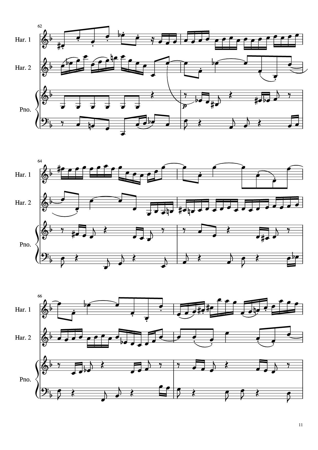 Page 11 of Sheet music PDF Concerto for Two Violins in D Minor Piano - Linghongjian