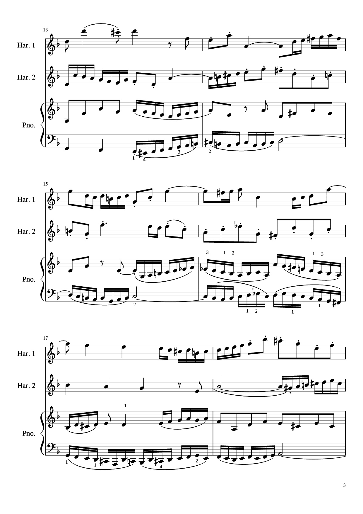 Page 3 of Sheet music PDF Concerto for Two Violins in D Minor Piano - Linghongjian