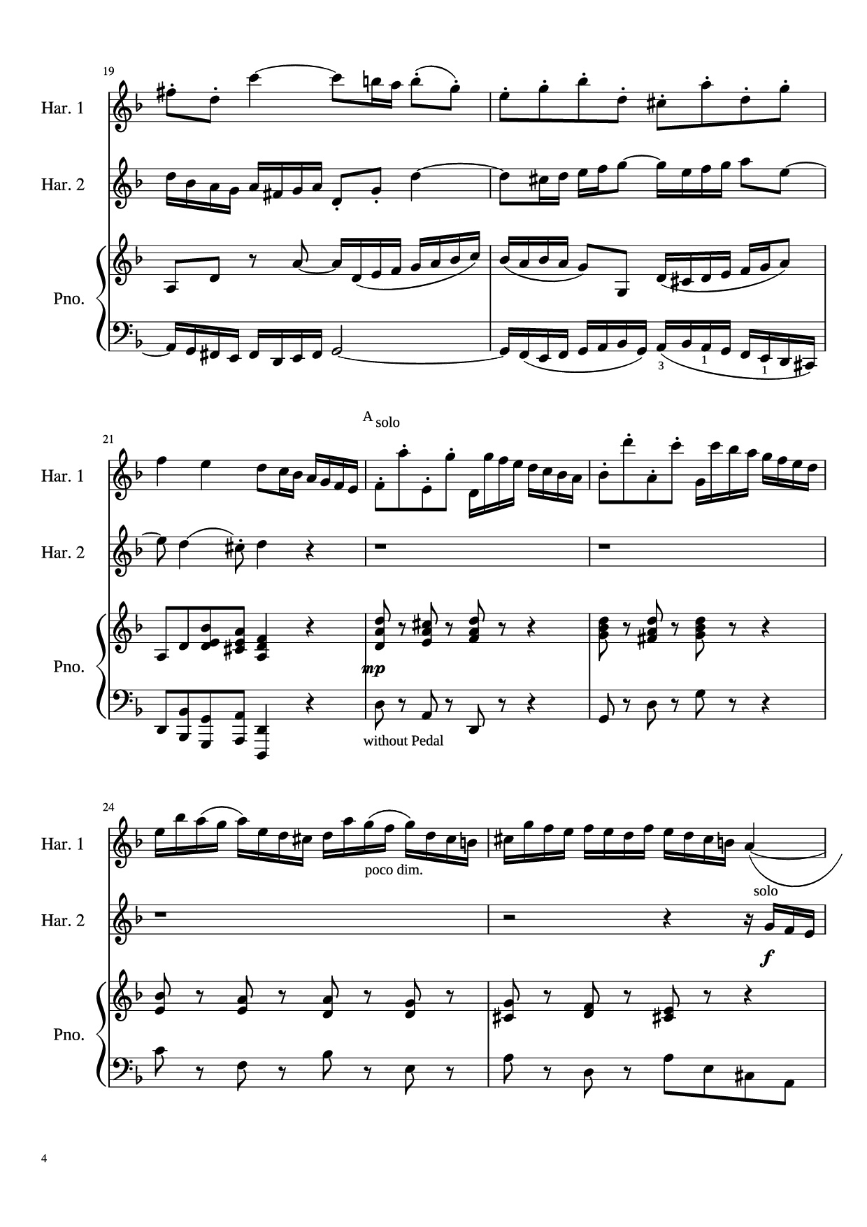 Page 4 of Sheet music PDF Concerto for Two Violins in D Minor Piano - Linghongjian